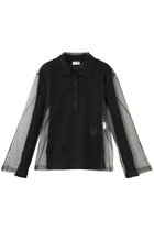 【チカ キサダ/CHIKA KISADA】のチュール レイヤー ポロニット 人気、トレンドファッション・服の通販 founy(ファニー) ファッション Fashion レディースファッション Fashion for Women トップス・カットソー Cut & Sew Tops ニット Knit Tops & Sweaters シャツ・ブラウス・オフィスカジュアル Elegant Blouses & Button-Ups ロングTシャツ・Tシャツ Longline T-Shirts & Tees カットソー・ベーシックTシャツ Cut-and-Sewn Tops / Stretch Tees & Basics スポーティ Sporty, Casual Athletic スリット Slit, Slit Detail スリーブ Sleeve, Long Sleeve / Short Sleeve チュール Tulip, Tulip Motif デニム Denim, Jeans Material ロング Long, Long-Length エレガント 上品 Elegant thumbnail ブラック|ID: prp329100004886067 ipo3291000000036477778