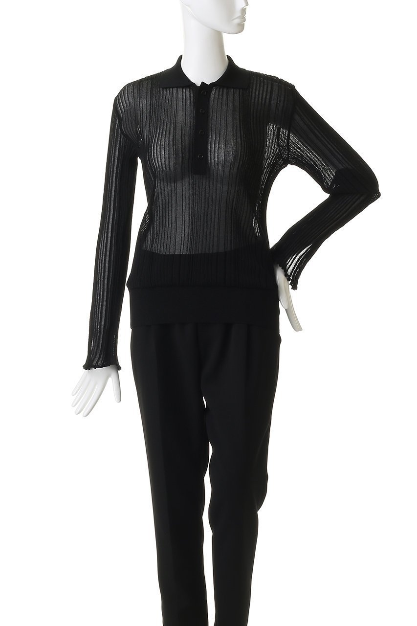 【チカ キサダ/CHIKA KISADA】のチュール レイヤー ポロニット 人気、トレンドファッション・服の通販 founy(ファニー) 　ファッション　Fashion　レディースファッション　Fashion for Women　トップス・カットソー　Cut & Sew Tops　ニット　Knit Tops & Sweaters　シャツ・ブラウス・オフィスカジュアル　Elegant Blouses & Button-Ups　ロングTシャツ・Tシャツ　Longline T-Shirts & Tees　カットソー・ベーシックTシャツ　Cut-and-Sewn Tops / Stretch Tees & Basics　スポーティ　Sporty, Casual Athletic　スリット　Slit, Slit Detail　スリーブ　Sleeve, Long Sleeve / Short Sleeve　チュール　Tulip, Tulip Motif　デニム　Denim, Jeans Material　ロング　Long, Long-Length　エレガント 上品　Elegant　other-6|ID: prp329100004886067 ipo3291000000036477788