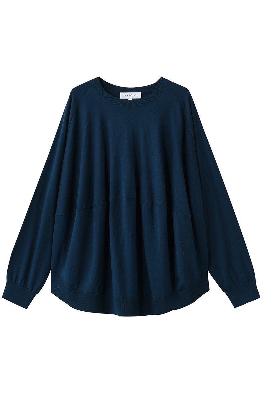 【エンフォルド/ENFOLD】のFULL-MOON PULLOVER インテリア・キッズ・メンズ・レディースファッション・服の通販 founy(ファニー) 　ファッション　Fashion　レディースファッション　Fashion for Women　トップス・カットソー　Cut & Sew Tops　シャツ・ブラウス・オフィスカジュアル　Elegant Blouses & Button-Ups　カジュアルプルオーバー・ニットトップス　Pullovers & Knit Tops / Casual Pullovers　なめらか　Smooth, Silky Texture　サークル　Circle, Round Design　シルク　Silk, 100% Silk　スリーブ　Sleeve, Long Sleeve / Short Sleeve　センター　Center, Center Line　ドレープ　Drape, Draping Fabric　パターン　Pattern, Design Print　ロング　Long, Long-Length　定番　Standard, Basic Item　ダークブルー|ID: prp329100004886072 ipo3291000000036477830