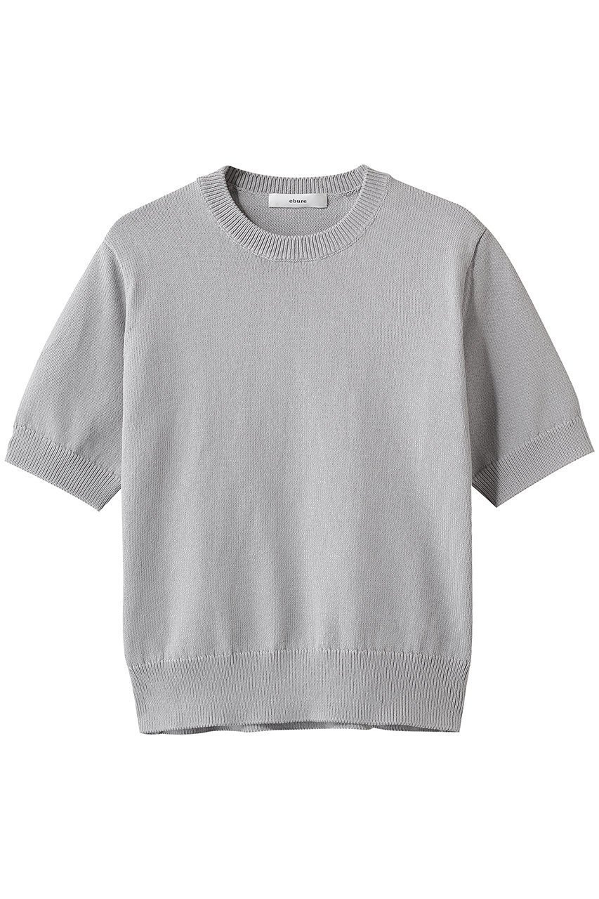 【エブール/ebure】のソフトコットンコード ハーフスリーブニットプルオーバー インテリア・キッズ・メンズ・レディースファッション・服の通販 founy(ファウニー) 　ファッション　Fashion　レディースファッション　Fashion for Women　トップス・カットソー　Cut & Sew Tops　ニット　Knit Tops & Sweaters　カジュアルプルオーバー・ニットトップス　Pullovers & Knit Tops / Casual Pullovers　ギャザー　Gathered, Ruffled　コンパクト　Compact, Small Size　トレンド　Trend, Trending Now　ドローストリング　Drawstring, Pull Cord　バランス　Balance, Style Balance　ボトム　Bottoms, Lower Wear　半袖　Short Sleeve, Half Sleeve　吸水　Absorbent, Quick-Dry　ライトグレー|ID: prp329100004886081 ipo3291000000036642253