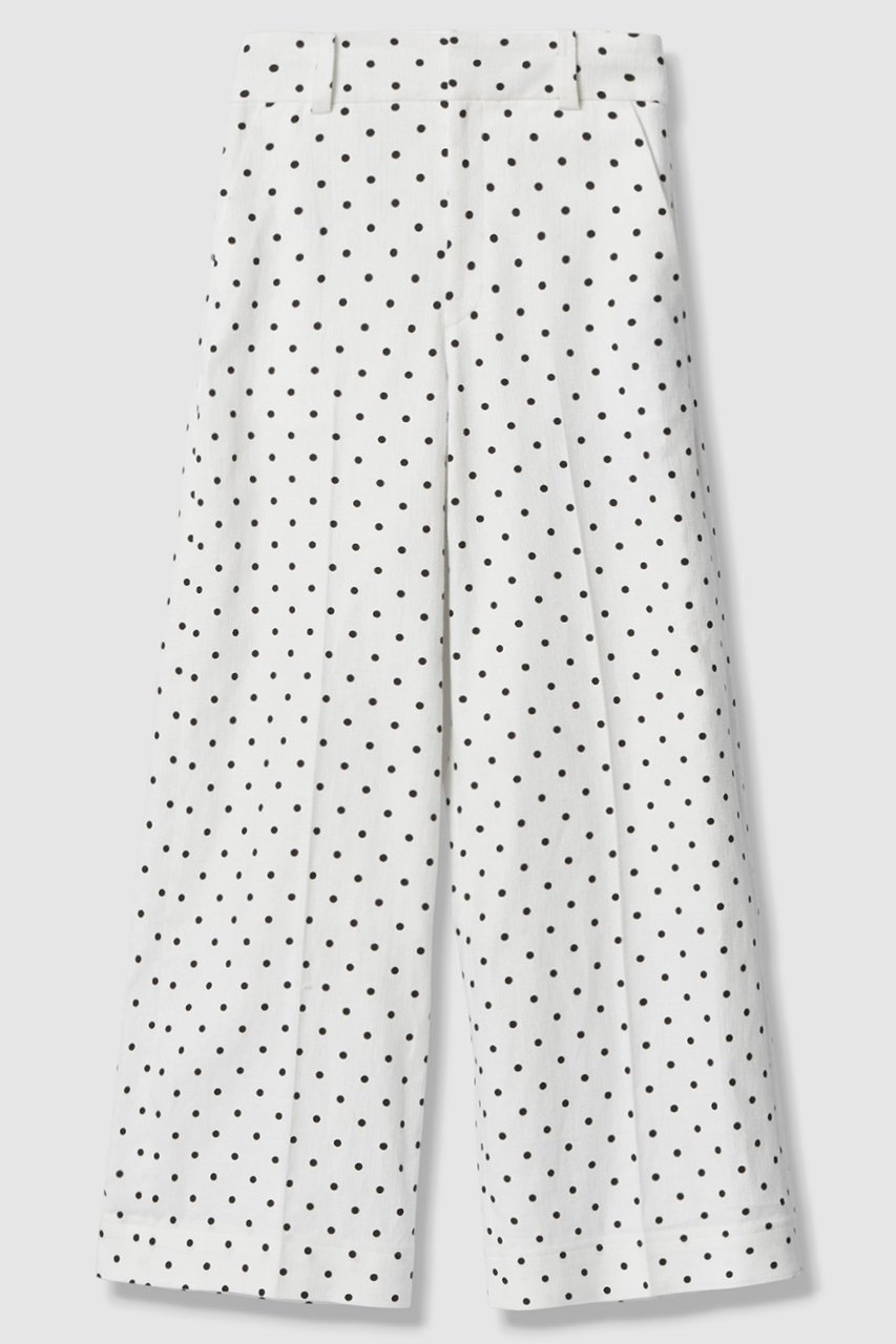 【アルアバイル/allureville】の【LOULOU WILLOUGHBY】リネン混ドットワイドパンツ インテリア・キッズ・メンズ・レディースファッション・服の通販 founy(ファニー) 　ファッション　Fashion　レディースファッション　Fashion for Women　パンツ　Pants & Trousers　シンプル　Simple, Minimal　ジョーゼット　Georgette, Semi-Sheer Fabric　ドット　Polka Dot, Dot Pattern　バランス　Balance, Style Balance　プリント　Print, Printed Pattern　リネン　Linen, Linen Fabric　ワイド　Wide, Wide Fit　吸水　Absorbent, Quick-Dry　夏　Summer　ホワイト系|ID: prp329100004886142 ipo3291000000036478966