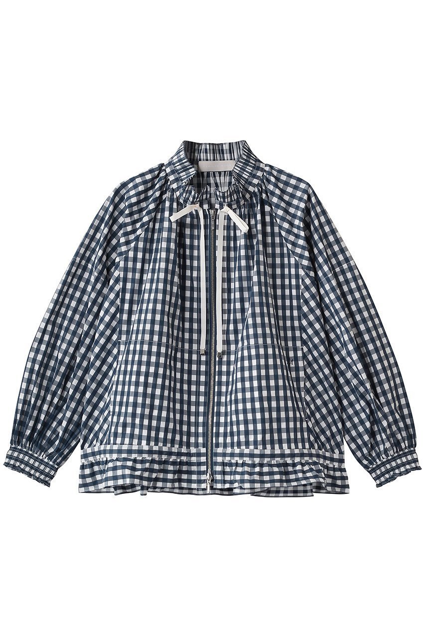 【マリリンムーン/MARILYN MOON】のギンガムチェックプリーツフリルブルゾン インテリア・キッズ・メンズ・レディースファッション・服の通販 founy(ファニー) 　ファッション　Fashion　レディースファッション　Fashion for Women　アウター　Coat / Outerwear Collection　レディースジャケット・軽アウター　Jackets　ブルゾンジャケット・スポーティアウター　Blouson Jackets　ギンガム　Gingham, Gingham Fabric　ジャケット　Jacket, Outerwear　タフタ　Taffeta, Structured Fabric　チェック　Check, Plaid, Tartan　バランス　Balance, Style Balance　ブルゾン　Blouson, Bomber Jacket　プリーツ　Pleats, Pleated　ボトム　Bottoms, Lower Wear　ポケット　Pocket, Pocket Detail　ラッフル　Ruffle, Frill　新作・新入荷　New Arrivals / New In　ホワイトネイビー|ID: prp329100004886158 ipo3291000000036479169