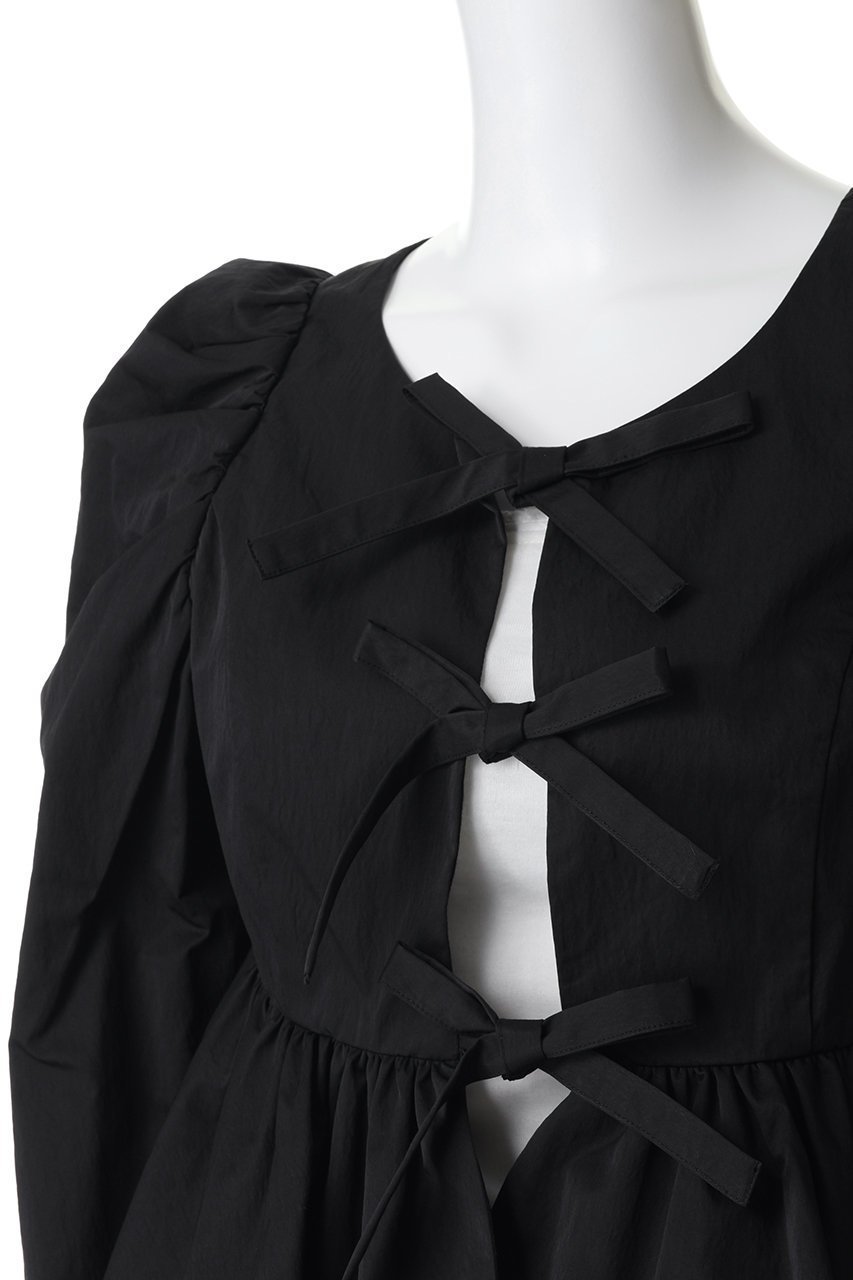 【クラネ/CLANE】のSHORT PEPLUM RIBBON TOPS シャツ/ブラウス 人気、トレンドファッション・服の通販 founy(ファニー) 　ファッション　Fashion　レディースファッション　Fashion for Women　トップス・カットソー　Cut & Sew Tops　シャツ・ブラウス・オフィスカジュアル　Elegant Blouses & Button-Ups　コンパクト　Compact, Small Size　スリーブ　Sleeve, Long Sleeve / Short Sleeve　フェミニン　Feminine, Girly　フロント　Front, Front Design　プリーツ　Pleats, Pleated　マニッシュ　Mannish, Boyish　モダン　Modern, Contemporary　リボン　Ribbon, Bow　ロング　Long, Long-Length　other-5|ID: prp329100004886179 ipo3291000000036479474