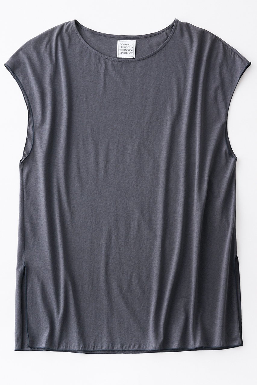 【グッド ピープル グッド ステッチング グッド プロダクト/GOOD PEOPLE GOOD STITCHING GOOD PRODUCT】のサイドスリット フレンチスリーブ Tシャツ インテリア・キッズ・メンズ・レディースファッション・服の通販 founy(ファニー) 　ファッション　Fashion　レディースファッション　Fashion for Women　トップス・カットソー　Cut & Sew Tops　シャツ・ブラウス・オフィスカジュアル　Elegant Blouses & Button-Ups　ロングTシャツ・Tシャツ　Longline T-Shirts & Tees　カットソー・ベーシックTシャツ　Cut-and-Sewn Tops / Stretch Tees & Basics　シアー　Sheer, See-Through　ショート　Short, Short Length　シルキー　Silky, Smooth Texture　ストレッチ　Stretch, Stretchy Fabric　スリット　Slit, Slit Detail　スリーブ　Sleeve, Long Sleeve / Short Sleeve　フレンチ　French, French Style　定番　Standard, Basic Item　チャコール|ID: prp329100004886189 ipo3291000000036479589