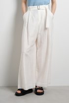 【ランバン オン ブルー/LANVIN en Bleu】のベルト付きリネンワイドタックパンツ オフ|ID: prp329100004886203 ipo3291000000036480003
