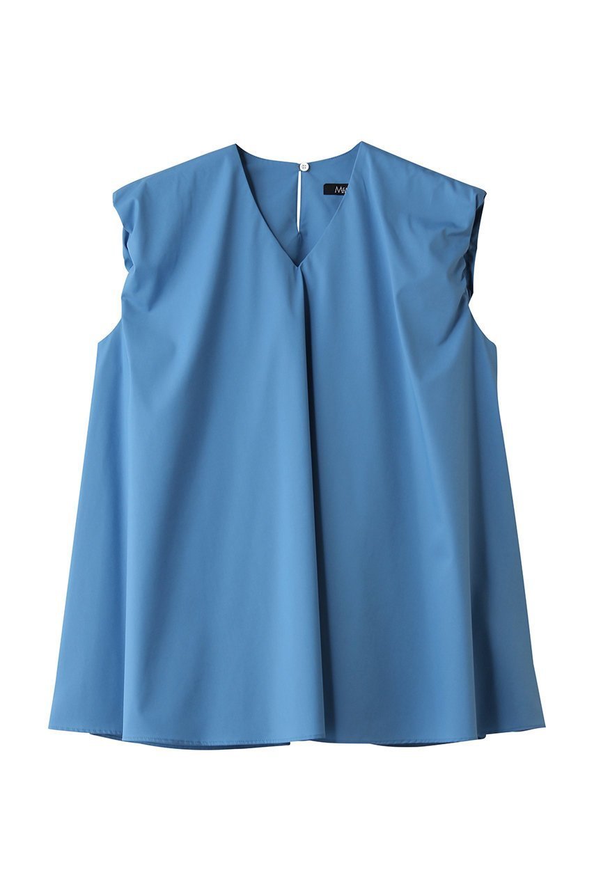 【エムフィル/M Fil】のポリエステル コットン ストレッチブロード ギャザーノースリーブブラウス インテリア・キッズ・メンズ・レディースファッション・服の通販 founy(ファニー) 　ファッション　Fashion　レディースファッション　Fashion for Women　トップス・カットソー　Cut & Sew Tops　キャミソール&ノースリーブ　Camisoles & Sleeveless Tops　シャツ・ブラウス・オフィスカジュアル　Elegant Blouses & Button-Ups　ギャザー　Gathered, Ruffled　ショルダー　Shoulder, Shoulder Strap　ストレッチ　Stretch, Stretchy Fabric　ノースリーブ　Sleeveless, No-Sleeve　バランス　Balance, Style Balance　ブロード　Broadcloth, Fine Cotton　ボトム　Bottoms, Lower Wear　ワイド　Wide, Wide Fit　定番　Standard, Basic Item　新作・新入荷　New Arrivals / New In　ブルー|ID: prp329100004886443 ipo3291000000036483339