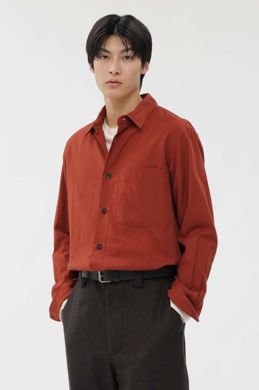 【その他のブランド/Other】のCOTTON CASHMERE TWILL SHIRT インテリア・キッズ・メンズ・レディースファッション・服の通販 founy(ファニー) 　ファッション　Fashion　レディースファッション　Fashion for Women　トップス・カットソー　Cut & Sew Tops　シャツ・ブラウス・オフィスカジュアル　Elegant Blouses & Button-Ups　なめらか　Smooth, Silky Texture　コレクション　Collection, Seasonal Line　シンプル　Simple, Minimal　スリーブ　Sleeve, Long Sleeve / Short Sleeve　ツイル　Twist, Twisted Detail　ロング　Long, Long-Length　エレガント 上品　Elegant　定番　Standard, Basic Item　新作・新入荷　New Arrivals / New In　レッド|ID: prp329100004886453 ipo3291000000036483405