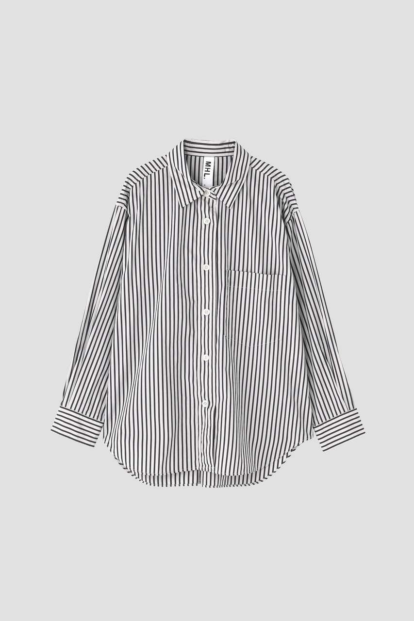 【マーガレットハウエル/MARGARET HOWELL】のVINTAGE COMPACT COTTON STRIPE SHIRT 人気、トレンドファッション・服の通販 founy(ファニー) 　ファッション　Fashion　レディースファッション　Fashion for Women　トップス・カットソー　Cut & Sew Tops　シャツ・ブラウス・オフィスカジュアル　Elegant Blouses & Button-Ups　シンプル　Simple, Minimal　スクエア　Square, Square Shape　ストライプ　Stripe, Striped Pattern　スリーブ　Sleeve, Long Sleeve / Short Sleeve　バランス　Balance, Style Balance　プリーツ　Pleats, Pleated　ボックス　Boxy, Box Shape　ヨーク　Yoke, Yoke Design　ロング　Long, Long-Length　ワーク　Workwear, Utility Style　ヴィンテージ　Vintage Style　エレガント 上品　Elegant　新作・新入荷　New Arrivals / New In　other-5|ID: prp329100004886462 ipo3291000000036483473