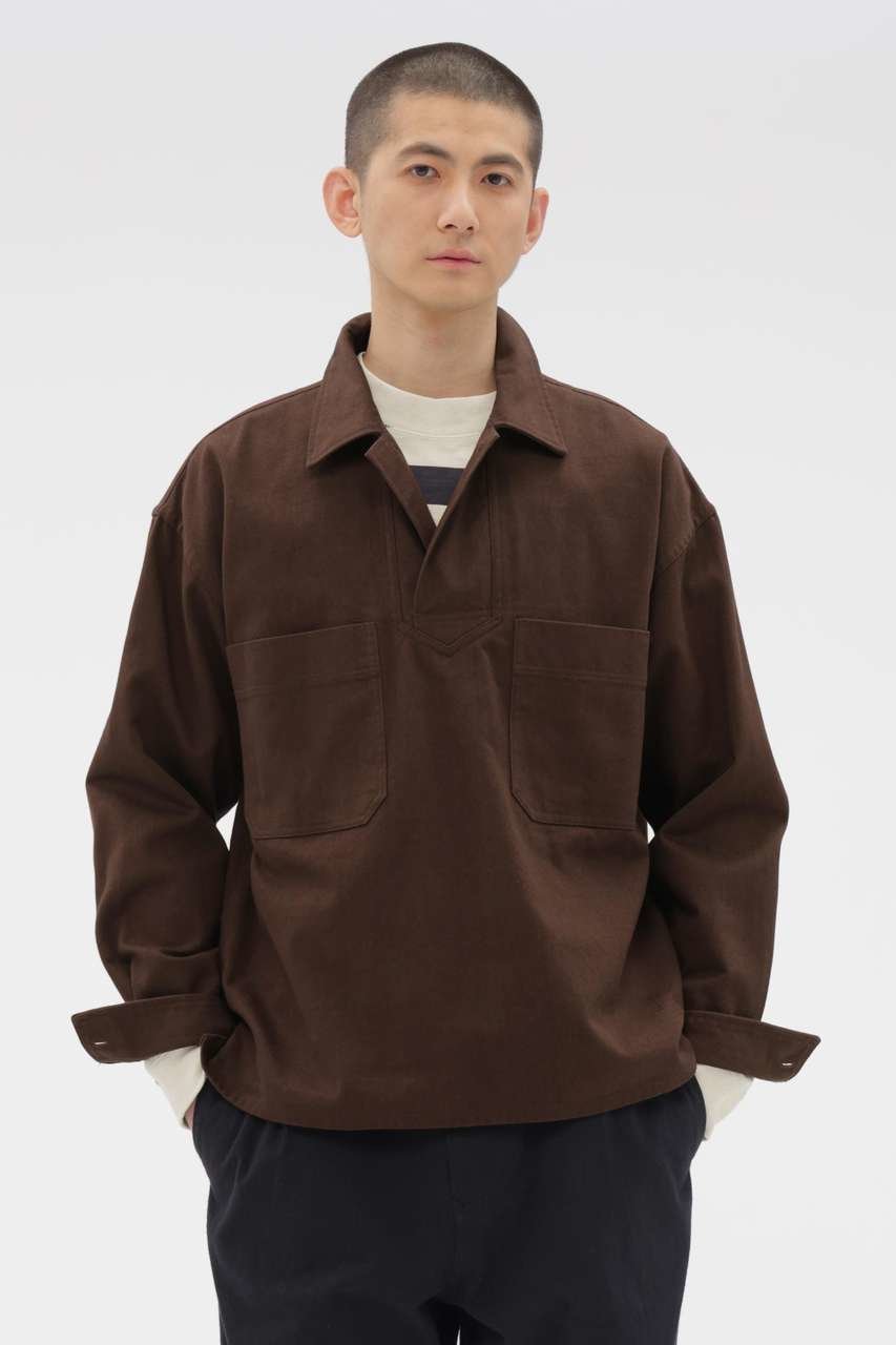【その他のブランド/Other】のWORK COTTON DRILL SHIRT インテリア・キッズ・メンズ・レディースファッション・服の通販 founy(ファニー) 　ファッション　Fashion　レディースファッション　Fashion for Women　トップス・カットソー　Cut & Sew Tops　シャツ・ブラウス・オフィスカジュアル　Elegant Blouses & Button-Ups　スモック　Smock, Smock Dress　スリーブ　Sleeve, Long Sleeve / Short Sleeve　タンブラー　Tumbler, Travel Mug　バランス　Balance, Style Balance　リラックス　Relax, Relaxed Fit　ロング　Long, Long-Length　ヴィンテージ　Vintage Style　新作・新入荷　New Arrivals / New In　ブラウン|ID: prp329100004886488 ipo3291000000036483640
