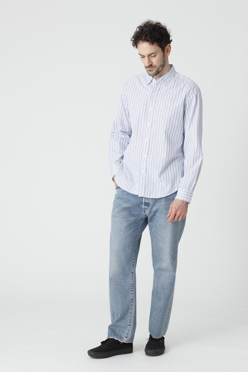 【フランク&アイリーン/Frank&Eileen / MEN】の【MEN】 FINBAR イタリアンコットン ブルーストライプ シャツ 人気、トレンドファッション・服の通販 founy(ファニー) 　ファッション　Fashion　メンズファッション　Fashion for Men　ストライプ　Stripe, Striped Pattern　スラックス　Slacks, Dress Pants　スリーブ　Sleeve, Long Sleeve / Short Sleeve　デニム　Denim, Jeans Material　モダン　Modern, Contemporary　ロング　Long, Long-Length　エレガント 上品　Elegant　新作・新入荷　New Arrivals / New In　other-7|ID: prp329100004886492 ipo3291000000036483683