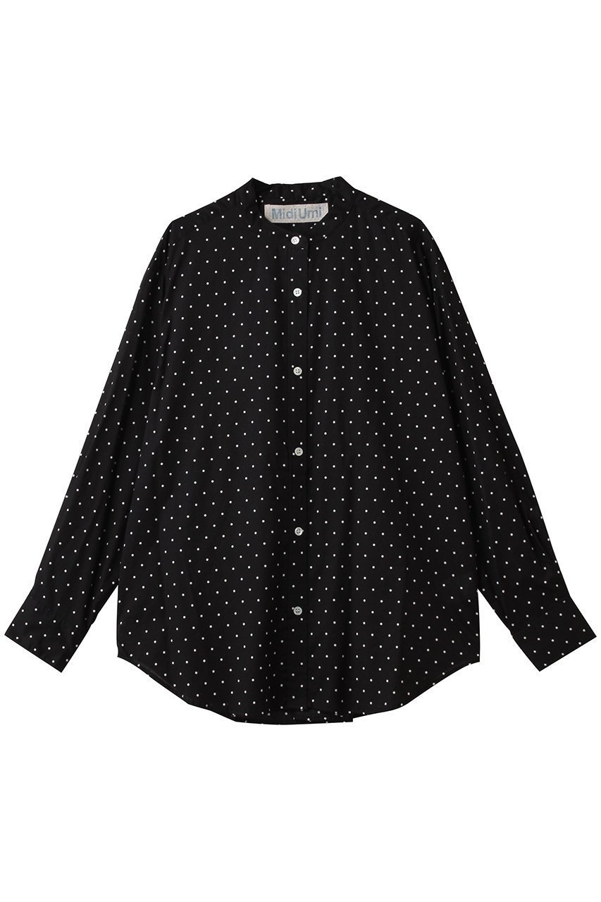 【ミディウミ/MidiUmi】のdots band collar shirt シャツ インテリア・キッズ・メンズ・レディースファッション・服の通販 founy(ファニー) 　ファッション　Fashion　レディースファッション　Fashion for Women　トップス・カットソー　Cut & Sew Tops　シャツ・ブラウス・オフィスカジュアル　Elegant Blouses & Button-Ups　おすすめ　Recommended / Our Picks　コンパクト　Compact, Small Size　シアー　Sheer, See-Through　ジャケット　Jacket, Outerwear　スリーブ　Sleeve, Long Sleeve / Short Sleeve　セットアップ　Set-Up, Coordinated Outfit　ドット　Polka Dot, Dot Pattern　ロング　Long, Long-Length　black|ID: prp329100004886539 ipo3291000000036484087