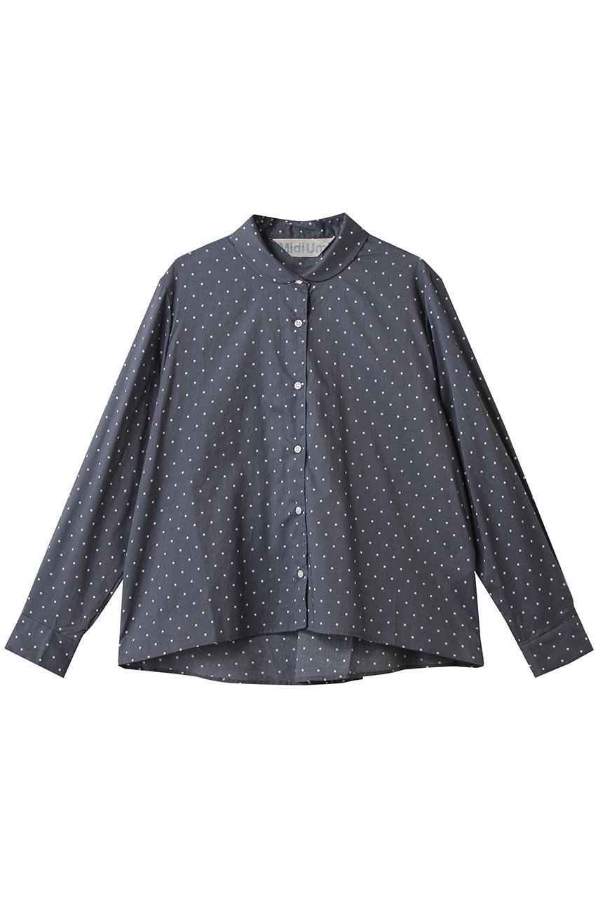 【ミディウミ/MidiUmi】のdots dutch collar shirt シャツ インテリア・キッズ・メンズ・レディースファッション・服の通販 founy(ファニー) 　ファッション　Fashion　レディースファッション　Fashion for Women　トップス・カットソー　Cut & Sew Tops　シャツ・ブラウス・オフィスカジュアル　Elegant Blouses & Button-Ups　おすすめ　Recommended / Our Picks　コンパクト　Compact, Small Size　シアー　Sheer, See-Through　ジャケット　Jacket, Outerwear　スリーブ　Sleeve, Long Sleeve / Short Sleeve　セットアップ　Set-Up, Coordinated Outfit　ドット　Polka Dot, Dot Pattern　ロング　Long, Long-Length　エレガント 上品　Elegant　gray|ID: prp329100004886540 ipo3291000000036484094