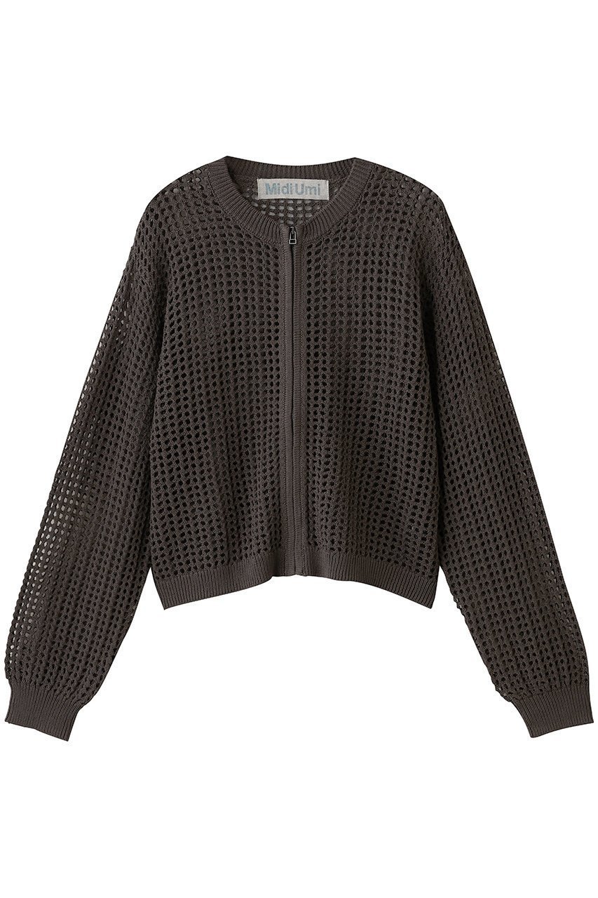 【ミディウミ/MidiUmi】のmesh knit zip CD カーディガン インテリア・キッズ・メンズ・レディースファッション・服の通販 founy(ファウニー) 　ファッション　Fashion　レディースファッション　Fashion for Women　トップス・カットソー　Cut & Sew Tops　ニット　Knit Tops & Sweaters　カーディガン・羽織り　Layered Style Cardigans　カーディガン　Cardigan, Knitwear　キャミソール　Camisole, Spaghetti Strap Top　トレンド　Trend, Trending Now　メッシュ　Mesh, Net Fabric　夏　Summer　c.gray|ID: prp329100004886543 ipo3291000000036484121