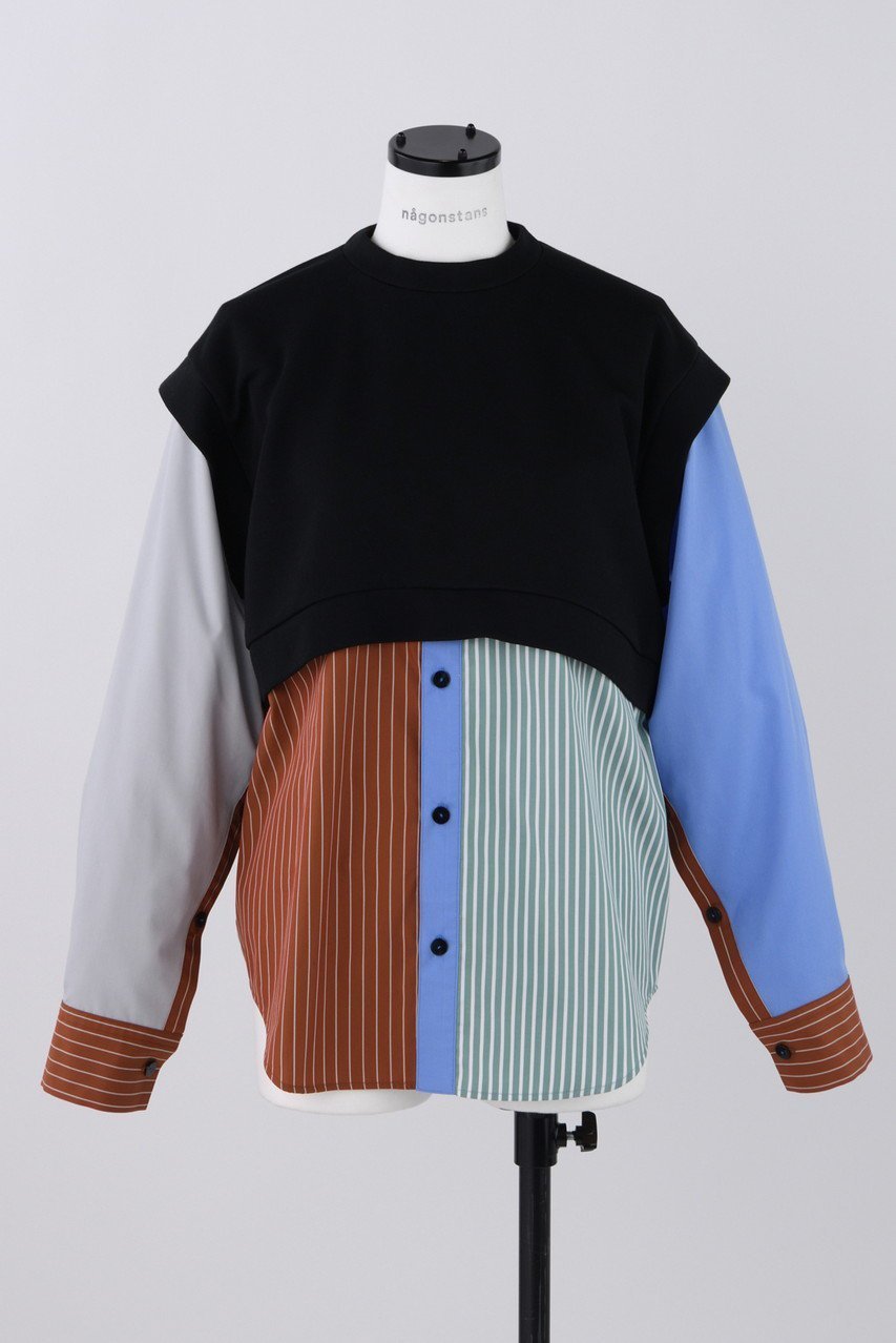 【ナゴンスタンス/nagonstans】のコンパクトダンボール Combi P.O/プルオーバー インテリア・キッズ・メンズ・レディースファッション・服の通販 founy(ファニー) 　ファッション　Fashion　レディースファッション　Fashion for Women　トップス・カットソー　Cut & Sew Tops　シャツ・ブラウス・オフィスカジュアル　Elegant Blouses & Button-Ups　ロングTシャツ・Tシャツ　Longline T-Shirts & Tees　カジュアルプルオーバー・ニットトップス　Pullovers & Knit Tops / Casual Pullovers　カットソー・ベーシックTシャツ　Cut-and-Sewn Tops / Stretch Tees & Basics　コンパクト　Compact, Small Size　コンビ　Combo, Combination Style　スリーブ　Sleeve, Long Sleeve / Short Sleeve　ドッキング　Docking, Mixed Material　バランス　Balance, Style Balance　ロング　Long, Long-Length　Black|ID: prp329100004886635 ipo3291000000036484716