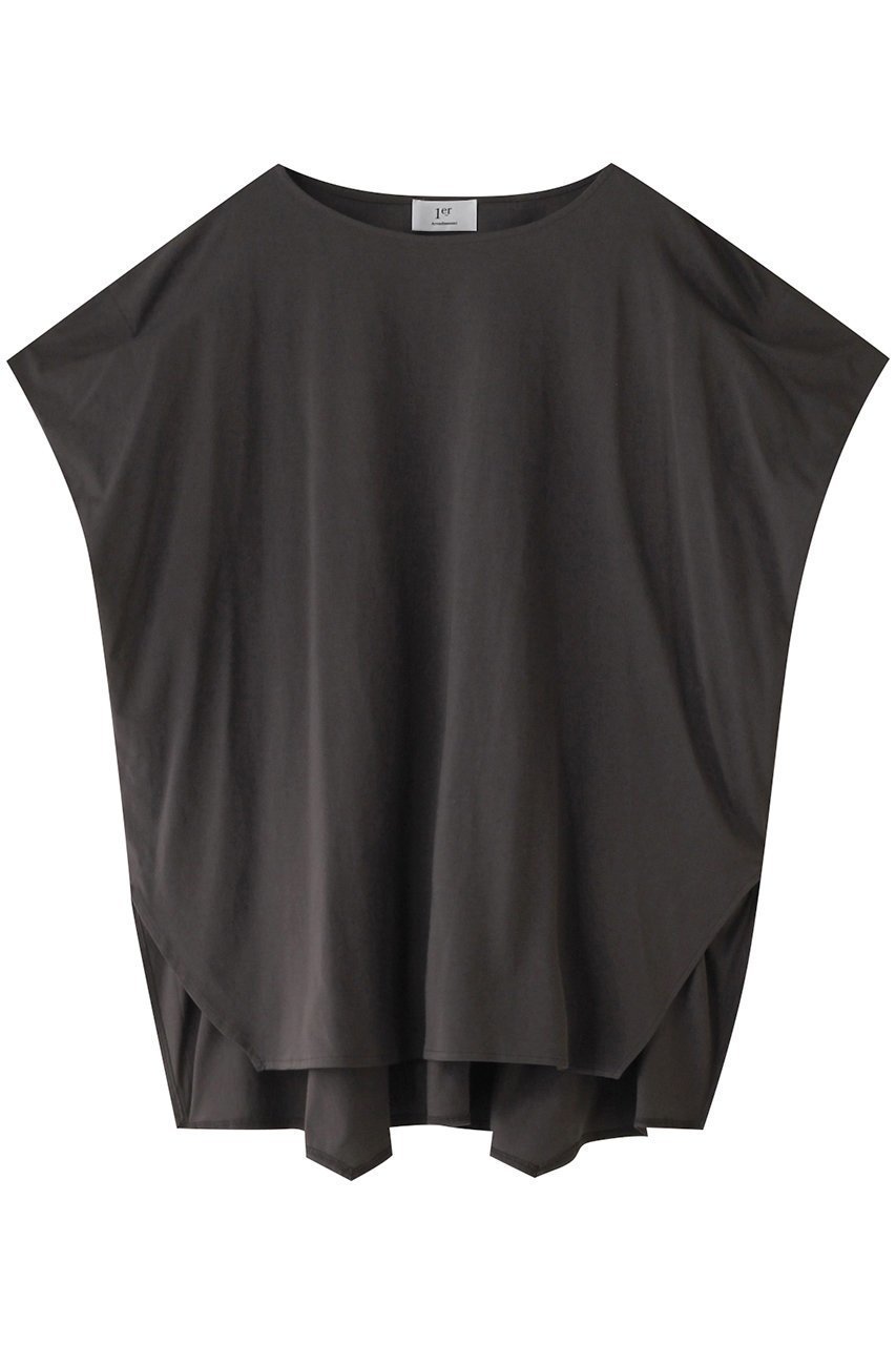 【プルミエ アロンディスモン/1er Arrondissement】のプレミアム天竺ニュアンストップス インテリア・キッズ・メンズ・レディースファッション・服の通販 founy(ファニー) 　ファッション　Fashion　レディースファッション　Fashion for Women　トップス・カットソー　Cut & Sew Tops　シャツ・ブラウス・オフィスカジュアル　Elegant Blouses & Button-Ups　ロングTシャツ・Tシャツ　Longline T-Shirts & Tees　カットソー・ベーシックTシャツ　Cut-and-Sewn Tops / Stretch Tees & Basics　ショート　Short, Short Length　スリーブ　Sleeve, Long Sleeve / Short Sleeve　プレミアム　Premium, High-End　ヘムライン　Hemline, Bottom Cut　夏　Summer　定番　Standard, Basic Item　チャコールグレー|ID: prp329100004886693 ipo3291000000036485033