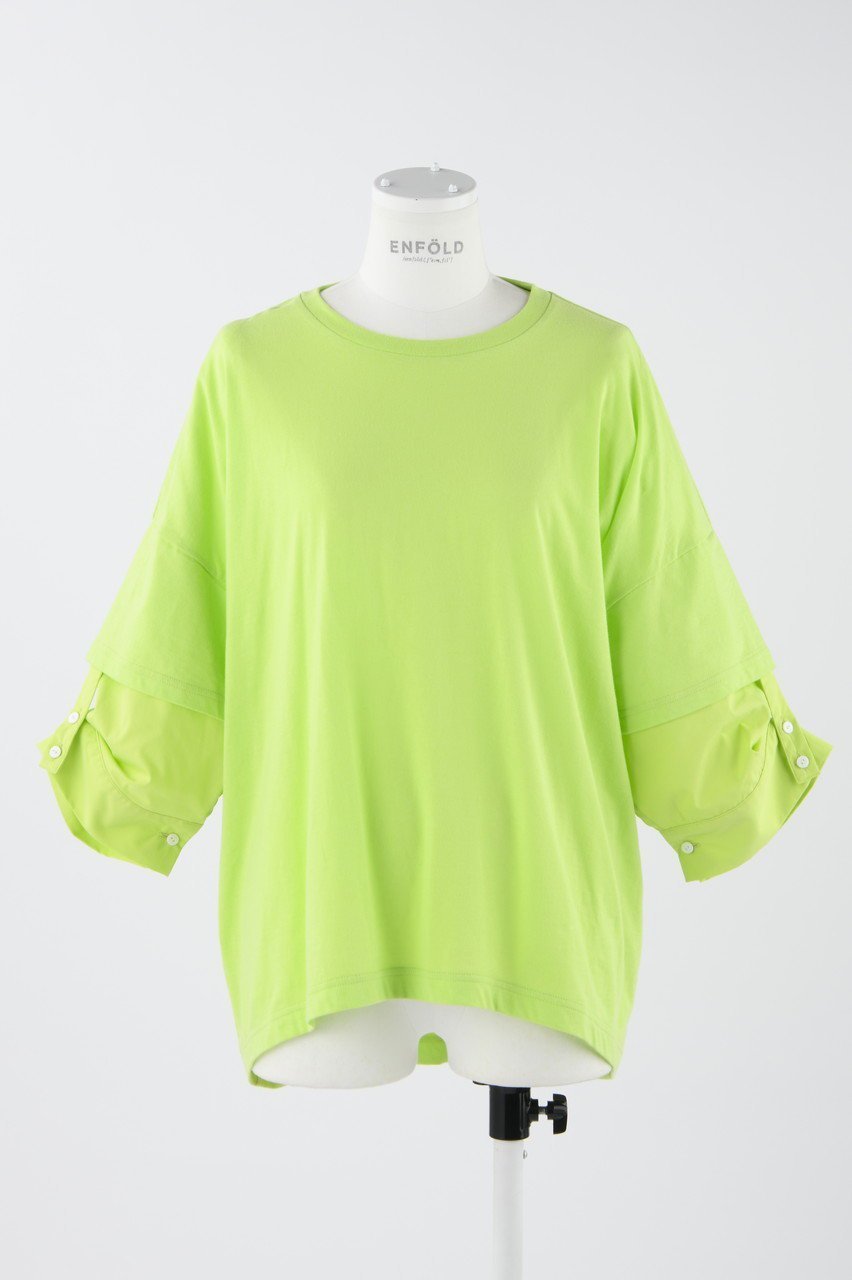 【エンフォルド/ENFOLD】のソフト天竺 シャツレイヤード T/SH Tシャツ インテリア・キッズ・メンズ・レディースファッション・服の通販 founy(ファニー) 　ファッション　Fashion　レディースファッション　Fashion for Women　トップス・カットソー　Cut & Sew Tops　シャツ・ブラウス・オフィスカジュアル　Elegant Blouses & Button-Ups　ロングTシャツ・Tシャツ　Longline T-Shirts & Tees　カットソー・ベーシックTシャツ　Cut-and-Sewn Tops / Stretch Tees & Basics　カットソー　Cut and Sewn Top　カフス　Cuff Design　ショート　Short, Short Length　スリーブ　Sleeve, Long Sleeve / Short Sleeve　マニッシュ　Mannish, Boyish　夏　Summer　ライトグリーン|ID: prp329100004886700 ipo3291000000036485100