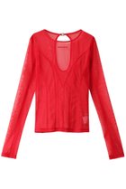 【プランク プロジェクト/PRANK PROJECT】のバックオープンシアートップス / Back Open Sheer Top 人気、トレンドファッション・服の通販 founy(ファニー) ファッション Fashion レディースファッション Fashion for Women トップス・カットソー Cut & Sew Tops シャツ・ブラウス・オフィスカジュアル Elegant Blouses & Button-Ups ロングTシャツ・Tシャツ Longline T-Shirts & Tees カットソー・ベーシックTシャツ Cut-and-Sewn Tops / Stretch Tees & Basics インナー Innerwear ストレッチ Stretch, Stretchy Fabric スリーブ Sleeve, Long Sleeve / Short Sleeve チュール Tulip, Tulip Motif フロント Front, Front Design ロング Long, Long-Length thumbnail RED(レッド)|ID: prp329100004886714 ipo3291000000036485195