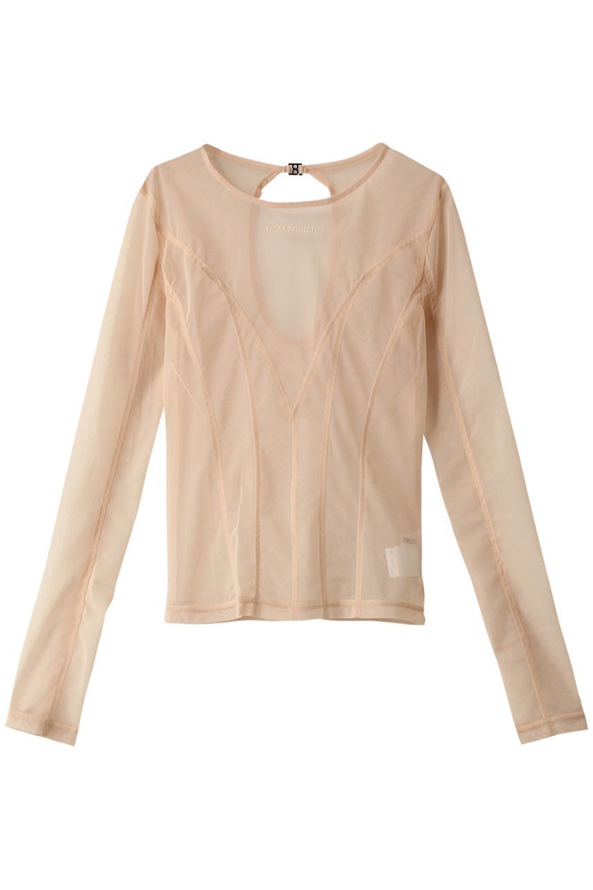 【プランク プロジェクト/PRANK PROJECT】のバックオープンシアートップス / Back Open Sheer Top インテリア・キッズ・メンズ・レディースファッション・服の通販 founy(ファニー) 　ファッション　Fashion　レディースファッション　Fashion for Women　トップス・カットソー　Cut & Sew Tops　シャツ・ブラウス・オフィスカジュアル　Elegant Blouses & Button-Ups　ロングTシャツ・Tシャツ　Longline T-Shirts & Tees　カットソー・ベーシックTシャツ　Cut-and-Sewn Tops / Stretch Tees & Basics　インナー　Innerwear　ストレッチ　Stretch, Stretchy Fabric　スリーブ　Sleeve, Long Sleeve / Short Sleeve　チュール　Tulip, Tulip Motif　フロント　Front, Front Design　ロング　Long, Long-Length　BGE(ベージュ)|ID: prp329100004886714 ipo3291000000036485196