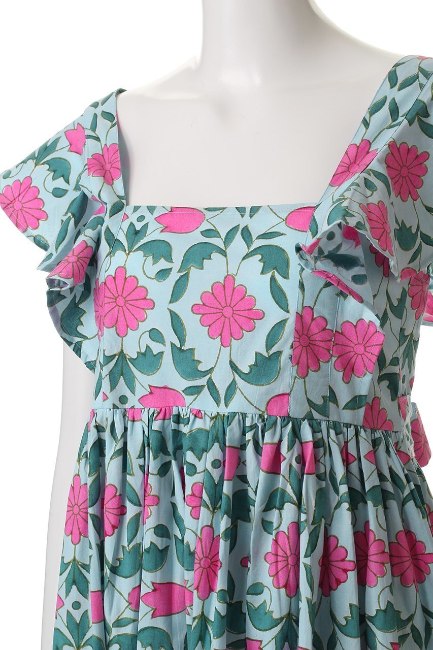 【エスゼット ブロックプリント/SZ Blockprints】のCHARLOTTE DRESS LISBON ワンピース 人気、トレンドファッション・服の通販 founy(ファニー) 　ファッション　Fashion　レディースファッション　Fashion for Women　ワンピース　Dresses　フォーマル・パーティードレス・結婚式用ドレス　Elegant & Casual Dresses　チュニック　Tunic Tops & Dresses　インド　Indian Textile　スクエア　Square, Square Shape　スリーブ　Sleeve, Long Sleeve / Short Sleeve　チュニック　Tunic, Long Top　フェミニン　Feminine, Girly　フラワー　Flower, Floral　フレア　Flare, Flared　ブロック　Block, Solid Block Pattern　プリント　Print, Printed Pattern　リゾート　Resort, Vacation Style　リボン　Ribbon, Bow　夏　Summer　春　Spring　S/S・春夏　SS, Spring/Summer, Warm Season　other-5|ID: prp329100004886739 ipo3291000000036485385