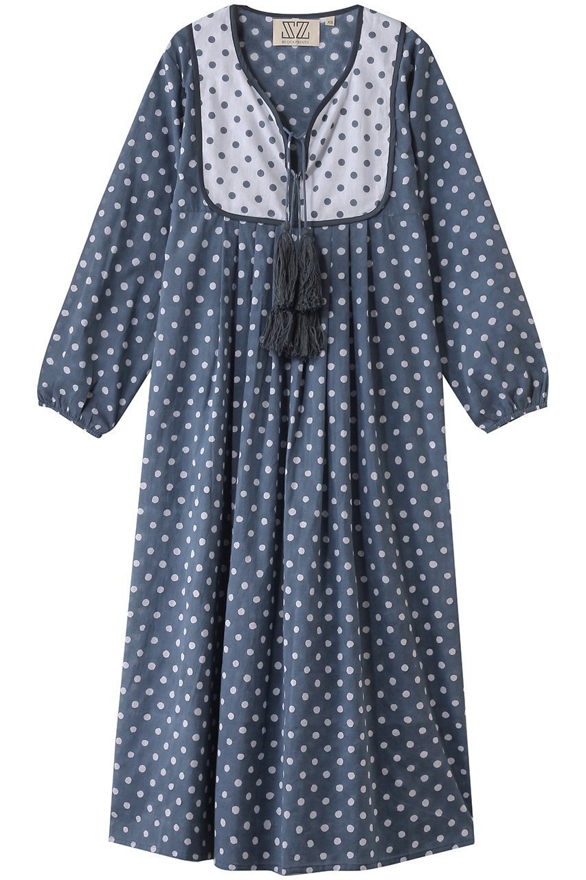 【エスゼット ブロックプリント/SZ Blockprints】のKITTY DRESS POLKA DOT ワンピース インテリア・キッズ・メンズ・レディースファッション・服の通販 founy(ファニー) 　ファッション　Fashion　レディースファッション　Fashion for Women　ワンピース　Dresses　フォーマル・パーティードレス・結婚式用ドレス　Elegant & Casual Dresses　チュニック　Tunic Tops & Dresses　クラシカル　Classical, Vintage-Inspired　サンダル　Sandals, Summer Shoes　チュニック　Tunic, Long Top　ドット　Polka Dot, Dot Pattern　ドレス　Dress, One-Piece　フリンジ　Fringe, Tassel　ネイビー|ID: prp329100004886741 ipo3291000000036485393