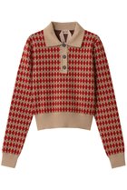 【ヌメロ ヴェントゥーノ/N°21】のアーガイル ポロ ニットトップス 人気、トレンドファッション・服の通販 founy(ファニー) ファッション Fashion レディースファッション Fashion for Women トップス・カットソー Cut & Sew Tops ニット Knit Tops & Sweaters カジュアルプルオーバー・ニットトップス Pullovers & Knit Tops / Casual Pullovers おすすめ Recommended / Our Picks ウォーム Warm Fabric スリーブ Sleeve, Long Sleeve / Short Sleeve ロング Long, Long-Length ワイド Wide, Wide Fit A/W・秋冬 Autumn/Winter thumbnail レッド|ID: prp329100004886776 ipo3291000000036485709