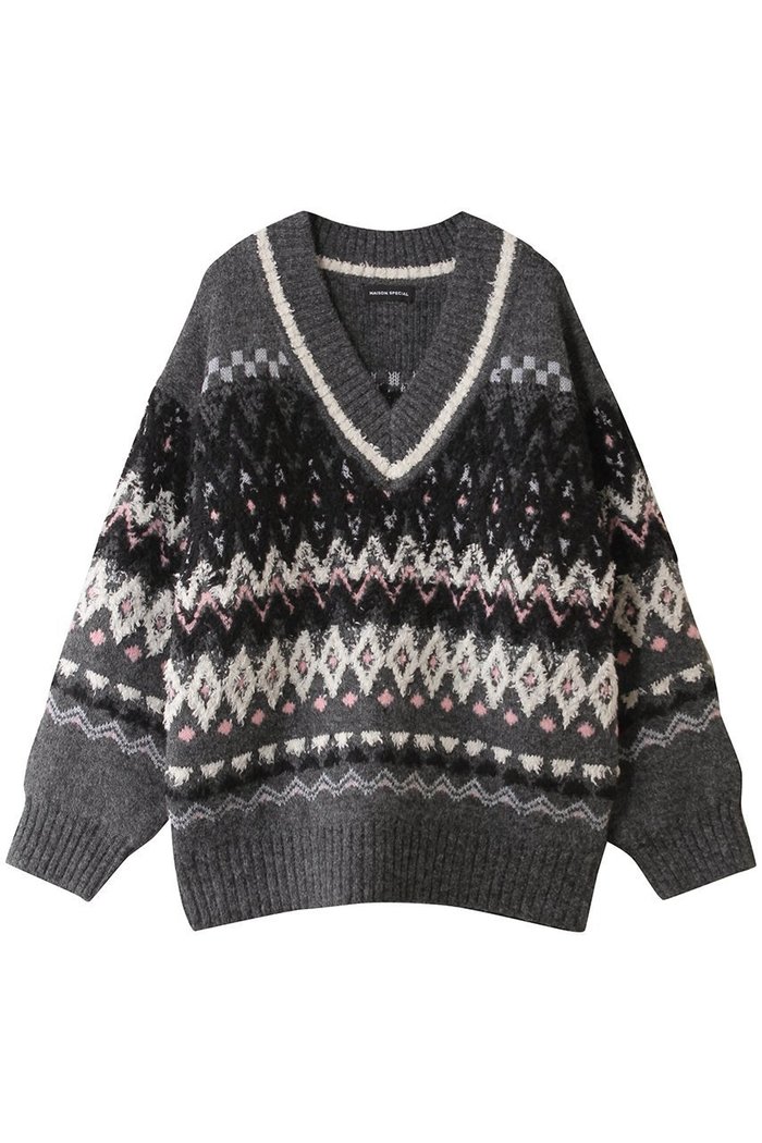 【メゾンスペシャル/MAISON SPECIAL】のMokemoke Argyle Knit Pullover/モケモケアーガイルニット インテリア・キッズ・メンズ・レディースファッション・服の通販 founy(ファウニー) https://founy.com/ ファッション Fashion レディースファッション Fashion for Women トップス・カットソー Cut & Sew Tops ニット Knit Tops & Sweaters カジュアルプルオーバー・ニットトップス Pullovers & Knit Tops / Casual Pullovers スラックス Slacks, Dress Pants デニム Denim, Jeans Material マフラー Scarf, Muffler モダン Modern, Contemporary ルーズ Loose, Oversized 冬 Winter / This Winter 定番 Standard, Basic Item |ID: prp329100004886783 ipo3291000000036485764