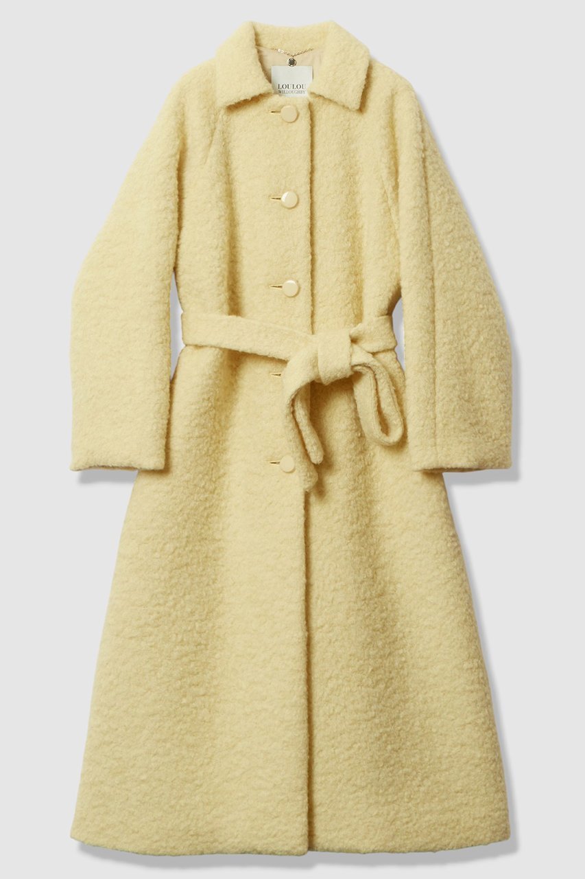 【アルアバイル/allureville】の【LOULOU WILLOUGHBY】ループインレーロングコート インテリア・キッズ・メンズ・レディースファッション・服の通販 founy(ファニー) 　ファッション　Fashion　レディースファッション　Fashion for Women　アウター　Coat / Outerwear Collection　コート・ロングコート・ピーコート　Long Coats, Peacoats & More　シンプル　Simple, Minimal　トレンド　Trend, Trending Now　モダン　Modern, Contemporary　ループ　Loop, Loop Knit　ロング　Long, Long-Length　エレガント 上品　Elegant　イエロー|ID: prp329100004886819 ipo3291000000036486051