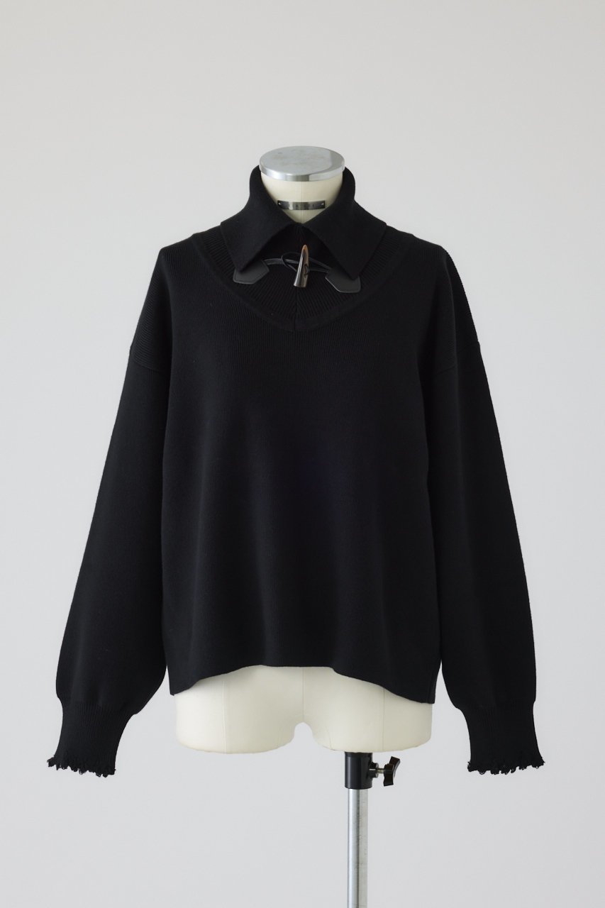 【リムアーク/RIM.ARK】のToggle motif knit tops/ニット インテリア・キッズ・メンズ・レディースファッション・服の通販 founy(ファウニー) 　ファッション　Fashion　レディースファッション　Fashion for Women　トップス・カットソー　Cut & Sew Tops　ニット　Knit Tops & Sweaters　カジュアルプルオーバー・ニットトップス　Pullovers & Knit Tops / Casual Pullovers　シンプル　Simple, Minimal　フロント　Front, Front Design　マニッシュ　Mannish, Boyish　冬　Winter / This Winter　ブラック|ID: prp329100004886833 ipo3291000000036518081