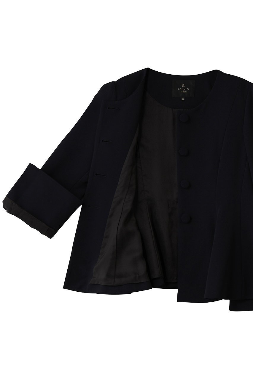 【ランバン オン ブルー/LANVIN en Bleu】のトリアセテートペプラムジャケット 人気、トレンドファッション・服の通販 founy(ファニー) 　ファッション　Fashion　レディースファッション　Fashion for Women　アウター　Coat / Outerwear Collection　レディースジャケット・軽アウター　Jackets　ジャケット　Jacket, Outerwear　スリーブ　Sleeve, Long Sleeve / Short Sleeve　フェミニン　Feminine, Girly　フロント　Front, Front Design　ペプラム　Peplum, Flared Hem　ロング　Long, Long-Length　other-6|ID: prp329100004886850 ipo3291000000036486336