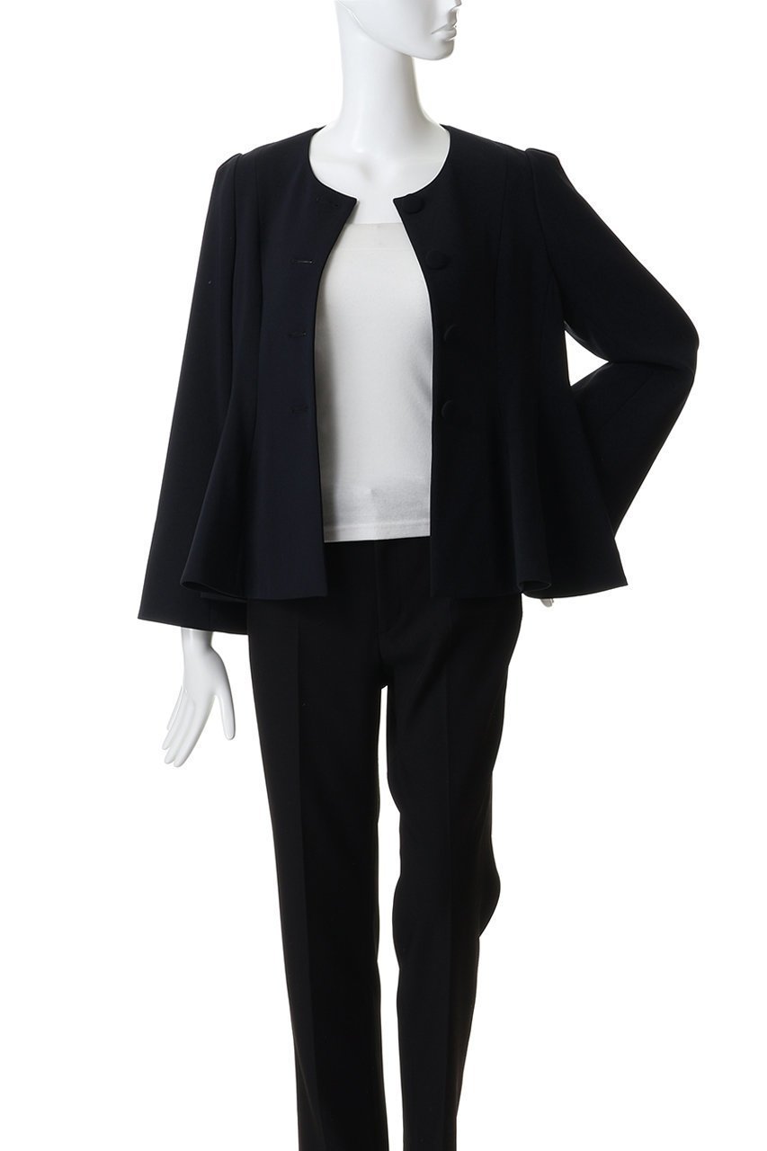 【ランバン オン ブルー/LANVIN en Bleu】のトリアセテートペプラムジャケット 人気、トレンドファッション・服の通販 founy(ファニー) 　ファッション　Fashion　レディースファッション　Fashion for Women　アウター　Coat / Outerwear Collection　レディースジャケット・軽アウター　Jackets　ジャケット　Jacket, Outerwear　スリーブ　Sleeve, Long Sleeve / Short Sleeve　フェミニン　Feminine, Girly　フロント　Front, Front Design　ペプラム　Peplum, Flared Hem　ロング　Long, Long-Length　other-7|ID: prp329100004886850 ipo3291000000036486337