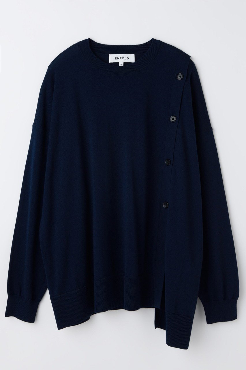 【エンフォルド/ENFOLD】のTWO-WAY PULLOVER インテリア・キッズ・メンズ・レディースファッション・服の通販 founy(ファニー) 　ファッション　Fashion　レディースファッション　Fashion for Women　トップス・カットソー　Cut & Sew Tops　シャツ・ブラウス・オフィスカジュアル　Elegant Blouses & Button-Ups　カジュアルプルオーバー・ニットトップス　Pullovers & Knit Tops / Casual Pullovers　スリーブ　Sleeve, Long Sleeve / Short Sleeve　ロング　Long, Long-Length　エレガント 上品　Elegant　ダークネイビー|ID: prp329100004886918 ipo3291000000036486896