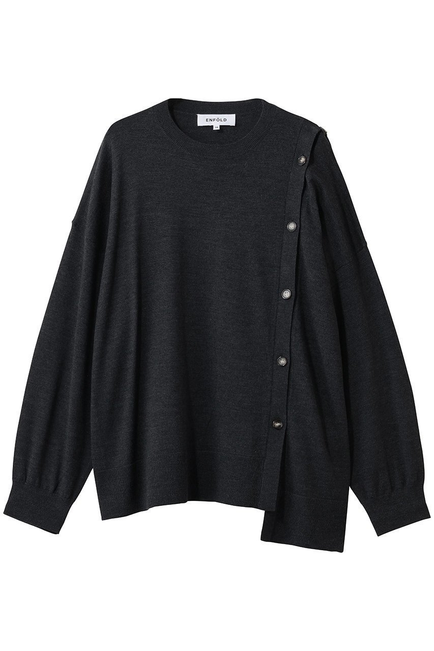 【エンフォルド/ENFOLD】のTWO-WAY PULLOVER インテリア・キッズ・メンズ・レディースファッション・服の通販 founy(ファニー) 　ファッション　Fashion　レディースファッション　Fashion for Women　トップス・カットソー　Cut & Sew Tops　シャツ・ブラウス・オフィスカジュアル　Elegant Blouses & Button-Ups　カジュアルプルオーバー・ニットトップス　Pullovers & Knit Tops / Casual Pullovers　スリーブ　Sleeve, Long Sleeve / Short Sleeve　ロング　Long, Long-Length　エレガント 上品　Elegant　チャコールグレー|ID: prp329100004886918 ipo3291000000036486897