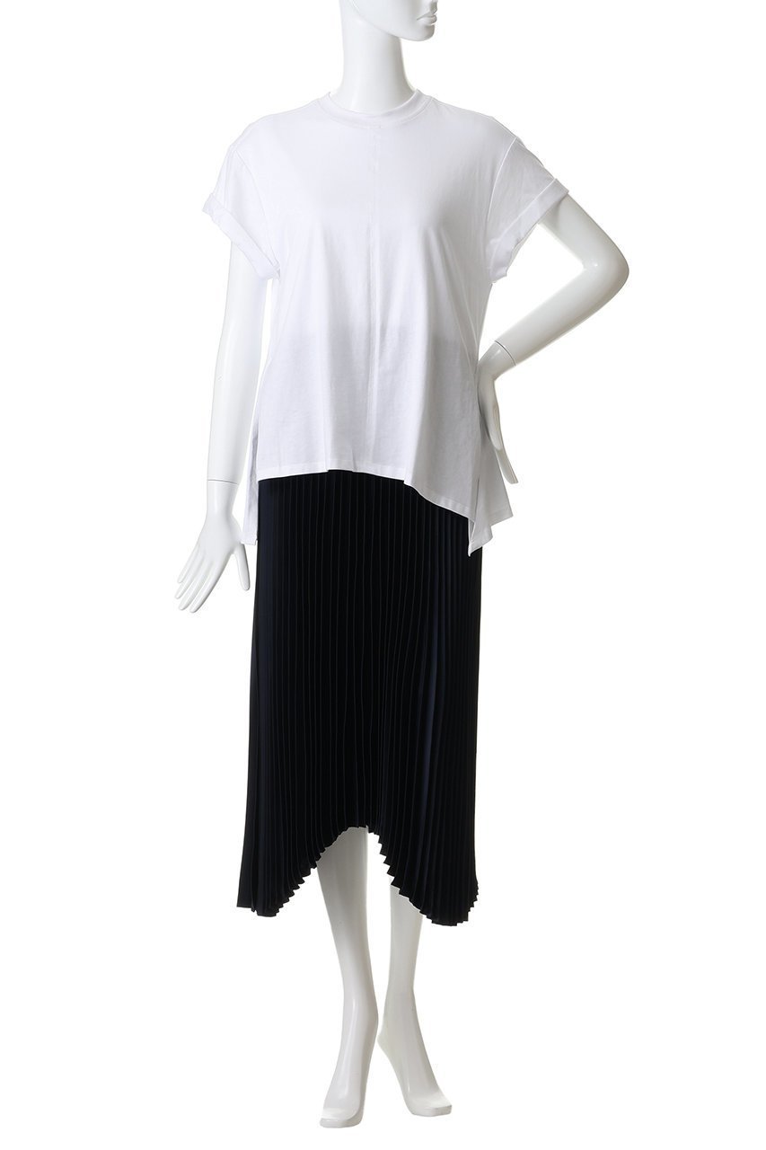 【スリーワン フィリップリム/3.1 Phillip Lim】のショートスリーブ Tシャツ コンボドレス with プリーツスカート 人気、トレンドファッション・服の通販 founy(ファニー) 　ファッション　Fashion　レディースファッション　Fashion for Women　スカート　Skirts　プリーツスカート / 上品フェミニンスタイル　Pleated Skirts　ワンピース　Dresses　コンビ　Combo, Combination Style　サテン　Satin, Glossy Fabric　シューズ　Shoes, Footwear　ショート　Short, Short Length　シンプル　Simple, Minimal　スリーブ　Sleeve, Long Sleeve / Short Sleeve　チュニック　Tunic, Long Top　ドレス　Dress, One-Piece　フラット　Flat, Flat Shoes　プリーツ　Pleats, Pleated　モダン　Modern, Contemporary　ロング　Long, Long-Length　other-2|ID: prp329100004886923 ipo3291000000036486931