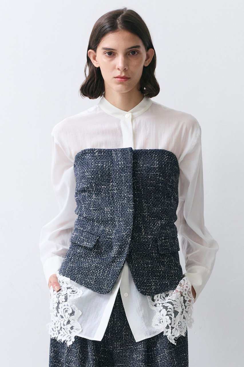 【ベイジ,/BEIGE,】のTRIPHANE(トリフェーン)/バックニットツイードビスチェ 人気、トレンドファッション・服の通販 founy(ファニー) 　ファッション　Fashion　レディースファッション　Fashion for Women　アウター　Coat / Outerwear Collection　レディースジャケット・軽アウター　Jackets　ジャケット　Jacket, Outerwear　ツイード　Twill, Twill Weave　ビスチェ　Bustier, Corset Top　フィット　Fit, Slim Fit　フェミニン　Feminine, Girly　ベスト　Vest, Waistcoat　other-7|ID: prp329100004886948 ipo3291000000036487129