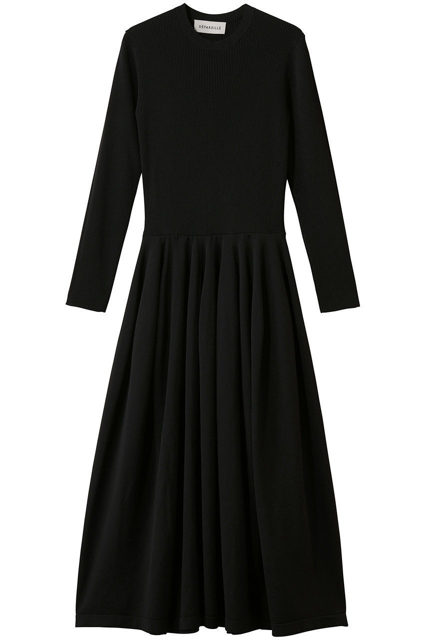 【デパリエ/DEPAREILLE】のポリジャージーギャザードレス インテリア・キッズ・メンズ・レディースファッション・服の通販 founy(ファニー) 　ファッション　Fashion　レディースファッション　Fashion for Women　ワンピース　Dresses　フォーマル・パーティードレス・結婚式用ドレス　Elegant & Casual Dresses　チュニック　Tunic Tops & Dresses　ギャザー　Gathered, Ruffled　シンプル　Simple, Minimal　チュニック　Tunic, Long Top　ドレス　Dress, One-Piece　フィット　Fit, Slim Fit　フォルム　Silhouette, Form　ロング　Long, Long-Length　旅行　Travel　ブラック|ID: prp329100004886949 ipo3291000000036487132