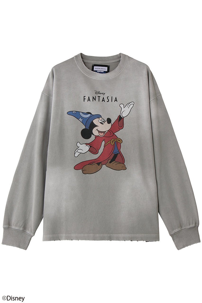 【メゾンスペシャル/MAISON SPECIAL】の【UNISEX】【MOVIE SERIES】「FANTASIA」-HAND-ロングスリーブTシャツ インテリア・キッズ・メンズ・レディースファッション・服の通販 founy(ファニー) 　ファッション　Fashion　レディースファッション　Fashion for Women　トップス・カットソー　Cut & Sew Tops　シャツ・ブラウス・オフィスカジュアル　Elegant Blouses & Button-Ups　ロングTシャツ・Tシャツ　Longline T-Shirts & Tees　カットソー・ベーシックTシャツ　Cut-and-Sewn Tops / Stretch Tees & Basics　ユニセックス　Unisex, Genderless　インナー　Innerwear　キャラクター　Character, Licensed Characters　クラシック　Classic, Timeless Style　グラフィック　Graphic, Graphic Design　スリーブ　Sleeve, Long Sleeve / Short Sleeve　プリント　Print, Printed Pattern　ユーズド　Used, Vintage-Look　リアル　Real, Realistic　ロング　Long, Long-Length　ヴィンテージ　Vintage Style　GRY(グレー)|ID: prp329100004886950 ipo3291000000036487142
