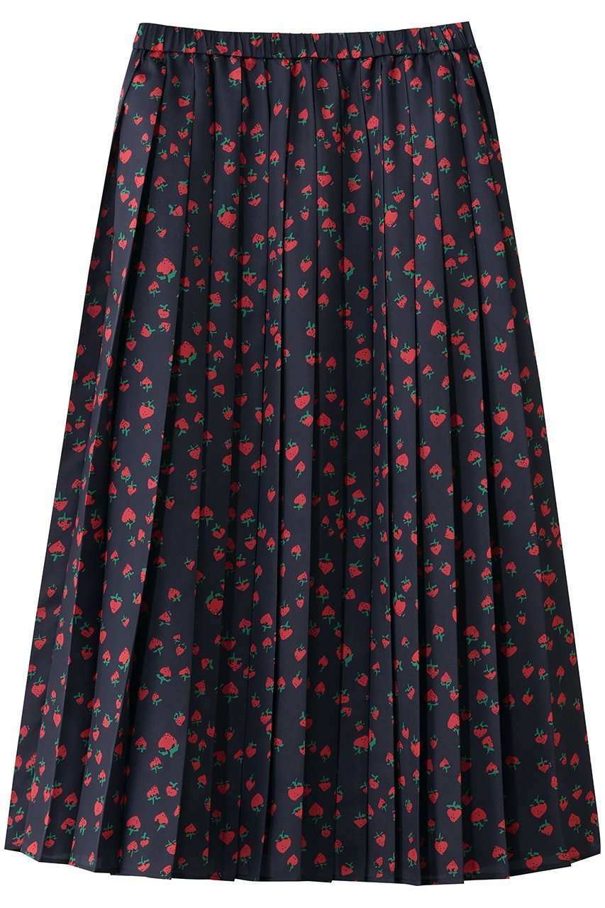 【ミュベール/MUVEIL】のイチゴプリントプリーツスカート インテリア・キッズ・メンズ・レディースファッション・服の通販 founy(ファニー) 　ファッション　Fashion　レディースファッション　Fashion for Women　スカート　Skirts　プリーツスカート / 上品フェミニンスタイル　Pleated Skirts　ロングスカート　Long Skirts / Maxi & Midi Skirts　おすすめ　Recommended / Our Picks　ジャケット　Jacket, Outerwear　セットアップ　Set-Up, Coordinated Outfit　プリント　Print, Printed Pattern　プリーツ　Pleats, Pleated　ベーシック　Basic, Essential　ロング　Long, Long-Length　エレガント 上品　Elegant　夏　Summer　春　Spring　S/S・春夏　SS, Spring/Summer, Warm Season　ネイビー|ID: prp329100004886962 ipo3291000000036487244