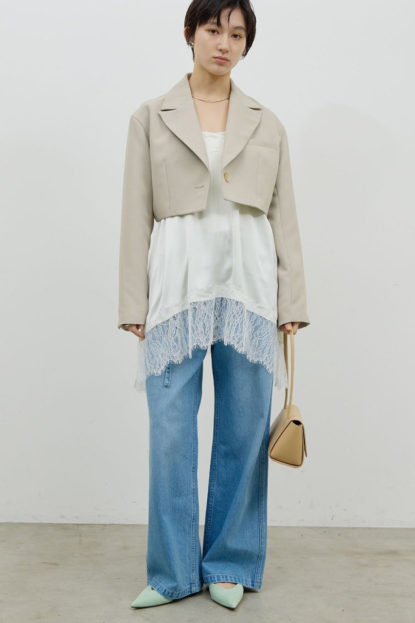 【ガリャルダガランテ/GALLARDAGALANTE】のレースキャミチュニック 人気、トレンドファッション・服の通販 founy(ファニー) 　ファッション　Fashion　レディースファッション　Fashion for Women　ワンピース　Dresses　チュニック　Tunic Tops & Dresses　サテン　Satin, Glossy Fabric　ショルダー　Shoulder, Shoulder Strap　ジャケット　Jacket, Outerwear　チュニック　Tunic, Long Top　デニム　Denim, Jeans Material　レース　Lace, Lace Fabric　再入荷　Restock / Back in Stock　other-8|ID: prp329100004886971 ipo3291000000036487321