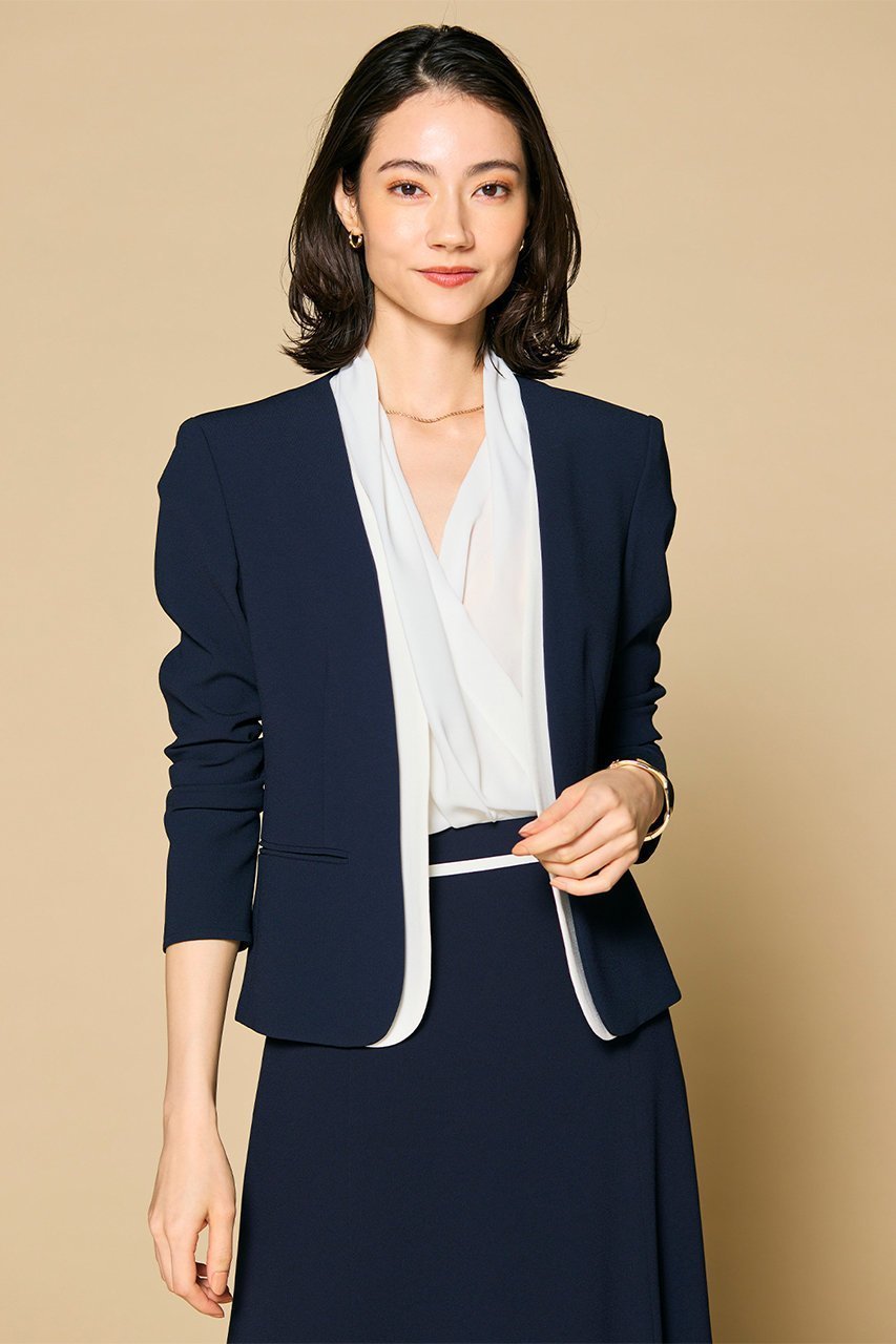 【ベイジ,/BEIGE,】のCINDY(シンディ)/ダブルカラージャケット 人気、トレンドファッション・服の通販 founy(ファニー) 　ファッション　Fashion　レディースファッション　Fashion for Women　アウター　Coat / Outerwear Collection　レディースジャケット・軽アウター　Jackets　オケージョン　Occasion Wear　カーディガン　Cardigan, Knitwear　コンパクト　Compact, Small Size　ジャケット　Jacket, Outerwear　ストレッチ　Stretch, Stretchy Fabric　ダブル　Double, Double-Breasted　デニム　Denim, Jeans Material　ビジネス 仕事 通勤　Business / Work / Commuting　other-8|ID: prp329100004886979 ipo3291000000036487396