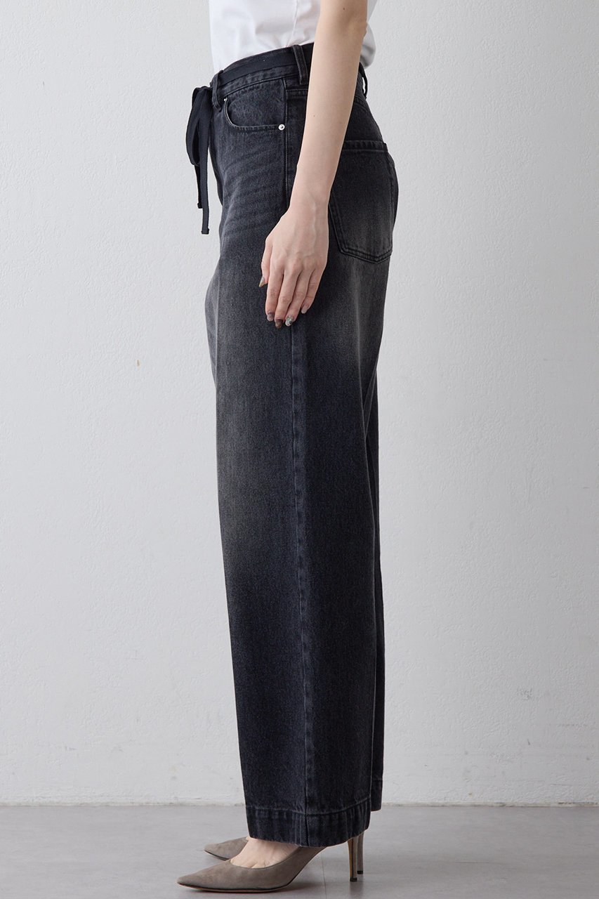 【ウィムガゼット/Whim Gazette】のセンタープレスブラックデニムパンツ 人気、トレンドファッション・服の通販 founy(ファニー) 　ファッション　Fashion　レディースファッション　Fashion for Women　パンツ　Pants & Trousers　デニムパンツ・ジーンズ・美脚デニム　Denim Jeans & Pants　ヴィンテージ　Vintage Style　クール　Cool, Chic　スタイリッシュ　Stylish, Fashionable　センター　Center, Center Line　ダメージ　Distressed, Destroyed　デニム　Denim, Jeans Material　ハイライズ　High Rise, High Waist　ブリーチ　Bleach, Washed Finish　ワイド　Wide, Wide Fit　other-7|ID: prp329100004886993 ipo3291000000036487506