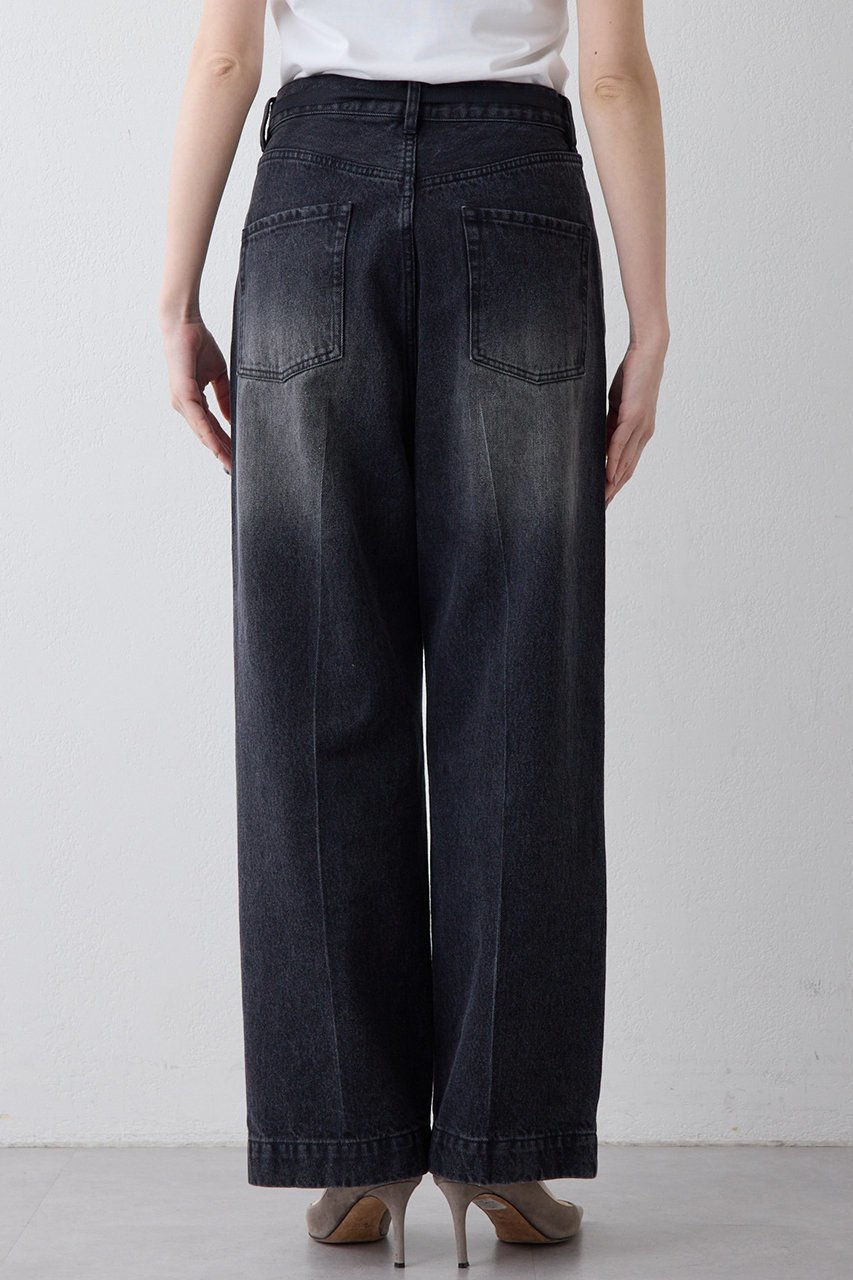 【ウィムガゼット/Whim Gazette】のセンタープレスブラックデニムパンツ 人気、トレンドファッション・服の通販 founy(ファニー) 　ファッション　Fashion　レディースファッション　Fashion for Women　パンツ　Pants & Trousers　デニムパンツ・ジーンズ・美脚デニム　Denim Jeans & Pants　ヴィンテージ　Vintage Style　クール　Cool, Chic　スタイリッシュ　Stylish, Fashionable　センター　Center, Center Line　ダメージ　Distressed, Destroyed　デニム　Denim, Jeans Material　ハイライズ　High Rise, High Waist　ブリーチ　Bleach, Washed Finish　ワイド　Wide, Wide Fit　other-8|ID: prp329100004886993 ipo3291000000036487507