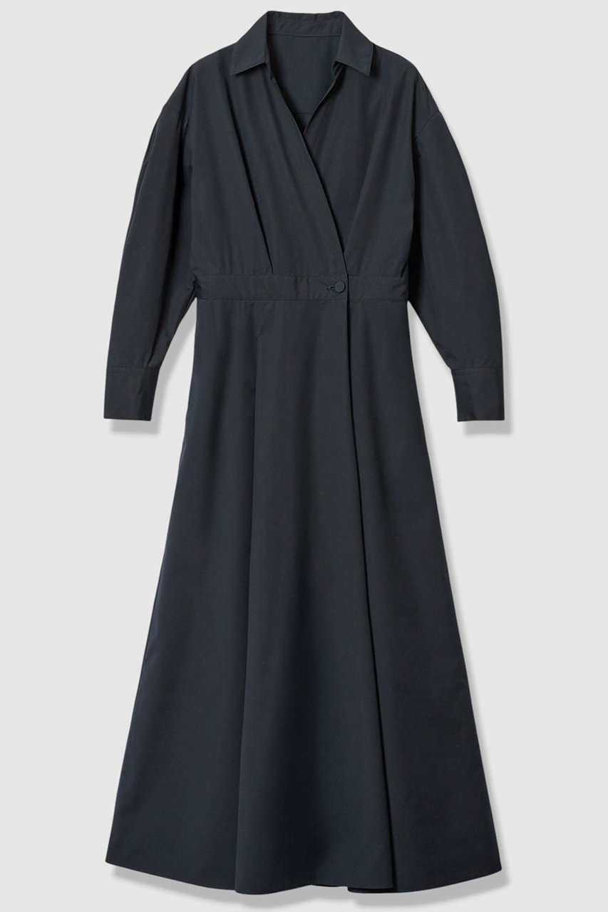 【アルアバイル/allureville】のラップライクシャツワンピース インテリア・キッズ・メンズ・レディースファッション・服の通販 founy(ファニー) 　ファッション　Fashion　レディースファッション　Fashion for Women　ワンピース　Dresses　シャツワンピース / 1枚で着映えコーデ　Shirt Dresses　チュニック　Tunic Tops & Dresses　チュニック　Tunic, Long Top　ドレス　Dress, One-Piece　フォルム　Silhouette, Form　ラップ　Wrap, Wrap Design　ロング　Long, Long-Length　エレガント 上品　Elegant　ネイビー|ID: prp329100004887002 ipo3291000000036487574