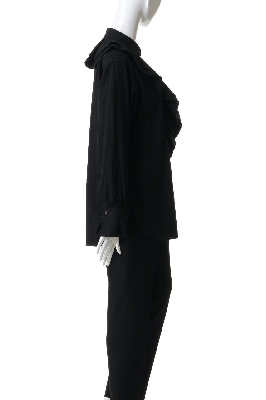 【オブラダ/Oblada】のオーバーダイラッフルブラウス 人気、トレンドファッション・服の通販 founy(ファニー) 　ファッション　Fashion　レディースファッション　Fashion for Women　トップス・カットソー　Cut & Sew Tops　シャツ・ブラウス・オフィスカジュアル　Elegant Blouses & Button-Ups　エレガント 上品　Elegant　スリーブ　Sleeve, Long Sleeve / Short Sleeve　デニム　Denim, Jeans Material　フレア　Flare, Flared　フロント　Front, Front Design　ラッフル　Ruffle, Frill　ロング　Long, Long-Length　other-3|ID: prp329100004887019 ipo3291000000036487734