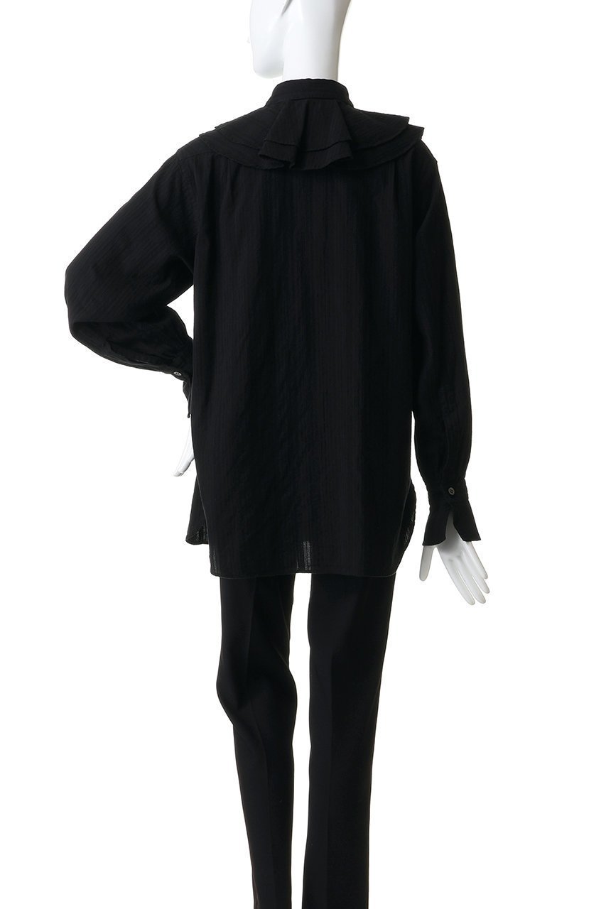 【オブラダ/Oblada】のオーバーダイラッフルブラウス 人気、トレンドファッション・服の通販 founy(ファニー) 　ファッション　Fashion　レディースファッション　Fashion for Women　トップス・カットソー　Cut & Sew Tops　シャツ・ブラウス・オフィスカジュアル　Elegant Blouses & Button-Ups　エレガント 上品　Elegant　スリーブ　Sleeve, Long Sleeve / Short Sleeve　デニム　Denim, Jeans Material　フレア　Flare, Flared　フロント　Front, Front Design　ラッフル　Ruffle, Frill　ロング　Long, Long-Length　other-4|ID: prp329100004887019 ipo3291000000036487735