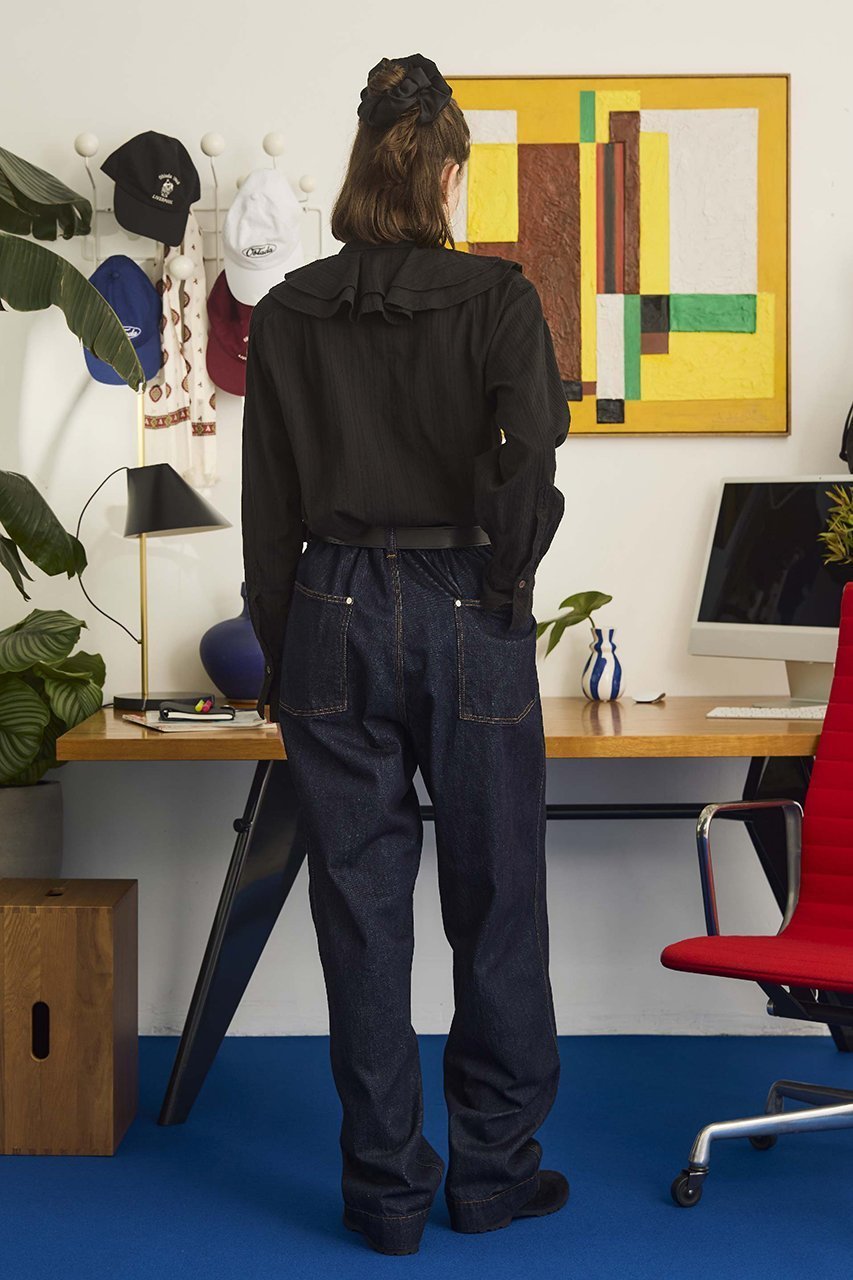 【オブラダ/Oblada】のオーバーダイラッフルブラウス 人気、トレンドファッション・服の通販 founy(ファニー) 　ファッション　Fashion　レディースファッション　Fashion for Women　トップス・カットソー　Cut & Sew Tops　シャツ・ブラウス・オフィスカジュアル　Elegant Blouses & Button-Ups　エレガント 上品　Elegant　スリーブ　Sleeve, Long Sleeve / Short Sleeve　デニム　Denim, Jeans Material　フレア　Flare, Flared　フロント　Front, Front Design　ラッフル　Ruffle, Frill　ロング　Long, Long-Length　other-8|ID: prp329100004887019 ipo3291000000036487739