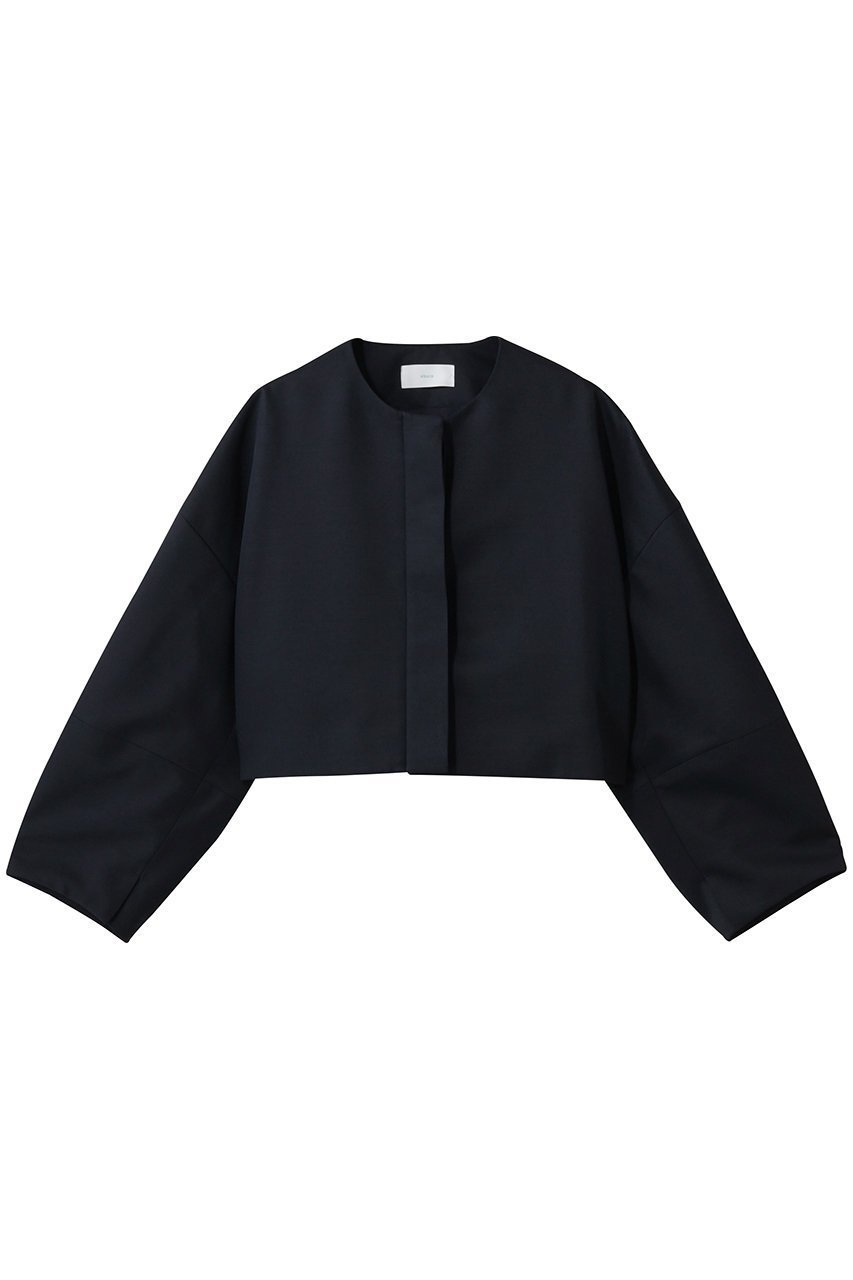 【エブール/ebure】の【店舗限定】スラブラチネ ノーカラーショートジャケット インテリア・キッズ・メンズ・レディースファッション・服の通販 founy(ファニー) 　ファッション　Fashion　レディースファッション　Fashion for Women　アウター　Coat / Outerwear Collection　レディースジャケット・軽アウター　Jackets　カーディガン　Cardigan, Knitwear　ショート　Short, Short Length　ジャケット　Jacket, Outerwear　今季　This Season, Current Season　ネイビー|ID: prp329100004887024 ipo3291000000036487772