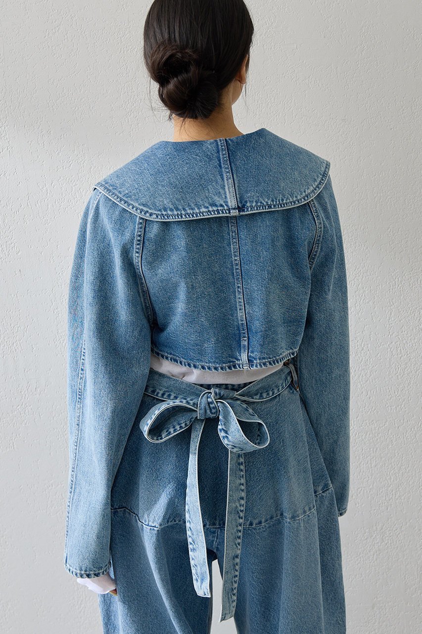 【ウィムガゼット/Whim Gazette】のバックリボンデニムジャケット 人気、トレンドファッション・服の通販 founy(ファニー) 　ファッション　Fashion　レディースファッション　Fashion for Women　アウター　Coat / Outerwear Collection　レディースジャケット・軽アウター　Jackets　デニムジャケット / カジュアルアウター　Denim Jackets　コンパクト　Compact, Small Size　ジャケット　Jacket, Outerwear　デニム　Denim, Jeans Material　バランス　Balance, Style Balance　リボン　Ribbon, Bow　ループ　Loop, Loop Knit　other-3|ID: prp329100004887030 ipo3291000000036487820
