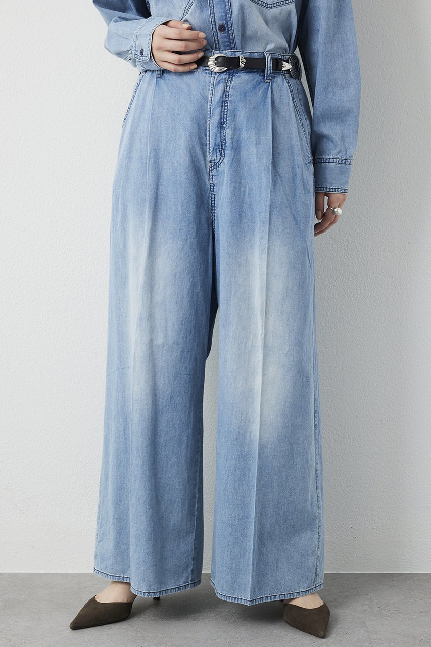 【ウィムガゼット/Whim Gazette】のライトオンスデニムパンツ インテリア・キッズ・メンズ・レディースファッション・服の通販 founy(ファニー) 　ファッション　Fashion　レディースファッション　Fashion for Women　パンツ　Pants & Trousers　デニムパンツ・ジーンズ・美脚デニム　Denim Jeans & Pants　ケミカル　Chemical, Chemical Wash　デニム　Denim, Jeans Material　パウダー　Powder, Soft Tone　フロント　Front, Front Design　ブリーチ　Bleach, Washed Finish　ユーズド　Used, Vintage-Look　リラックス　Relax, Relaxed Fit　ワイド　Wide, Wide Fit　おすすめ　Recommended / Our Picks　インディゴブルー|ID: prp329100004887032 ipo3291000000036487836