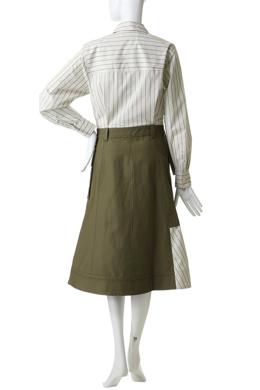 【スリーワン フィリップリム/3.1 Phillip Lim】のロングスリーブ コンボ シャツドレス with フリルスカート 人気、トレンドファッション・服の通販 founy(ファニー) 　ファッション　Fashion　レディースファッション　Fashion for Women　スカート　Skirts　ワンピース　Dresses　なめらか　Smooth, Silky Texture　クラシック　Classic, Timeless Style　ストライプ　Stripe, Striped Pattern　スリーブ　Sleeve, Long Sleeve / Short Sleeve　チュニック　Tunic, Long Top　ドレス　Dress, One-Piece　フリル　Frill, Ruffle　ミックス　Mix, Mixed Style　モダン　Modern, Contemporary　ラップ　Wrap, Wrap Design　ロング　Long, Long-Length　other-4|ID: prp329100004887036 ipo3291000000036487872