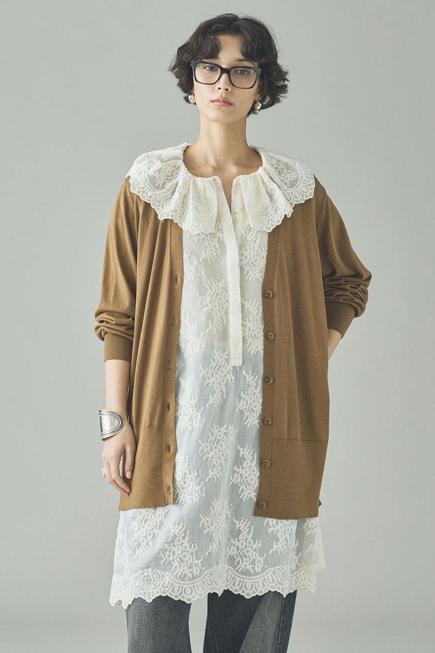 【カレンソロジー/Curensology】のファインコットンVネックカーディガン インテリア・キッズ・メンズ・レディースファッション・服の通販 founy(ファニー) 　ファッション　Fashion　レディースファッション　Fashion for Women　トップス・カットソー　Cut & Sew Tops　ニット　Knit Tops & Sweaters　カーディガン・羽織り　Layered Style Cardigans　Vネックトップス　V-Neck Tops / V-Cut Neckline Shirts　なめらか　Smooth, Silky Texture　イタリア　Italy　カーディガン　Cardigan, Knitwear　シンプル　Simple, Minimal　デニム　Denim, Jeans Material　ロング　Long, Long-Length　エレガント 上品　Elegant　ブラウン|ID: prp329100004887062 ipo3291000000036488090